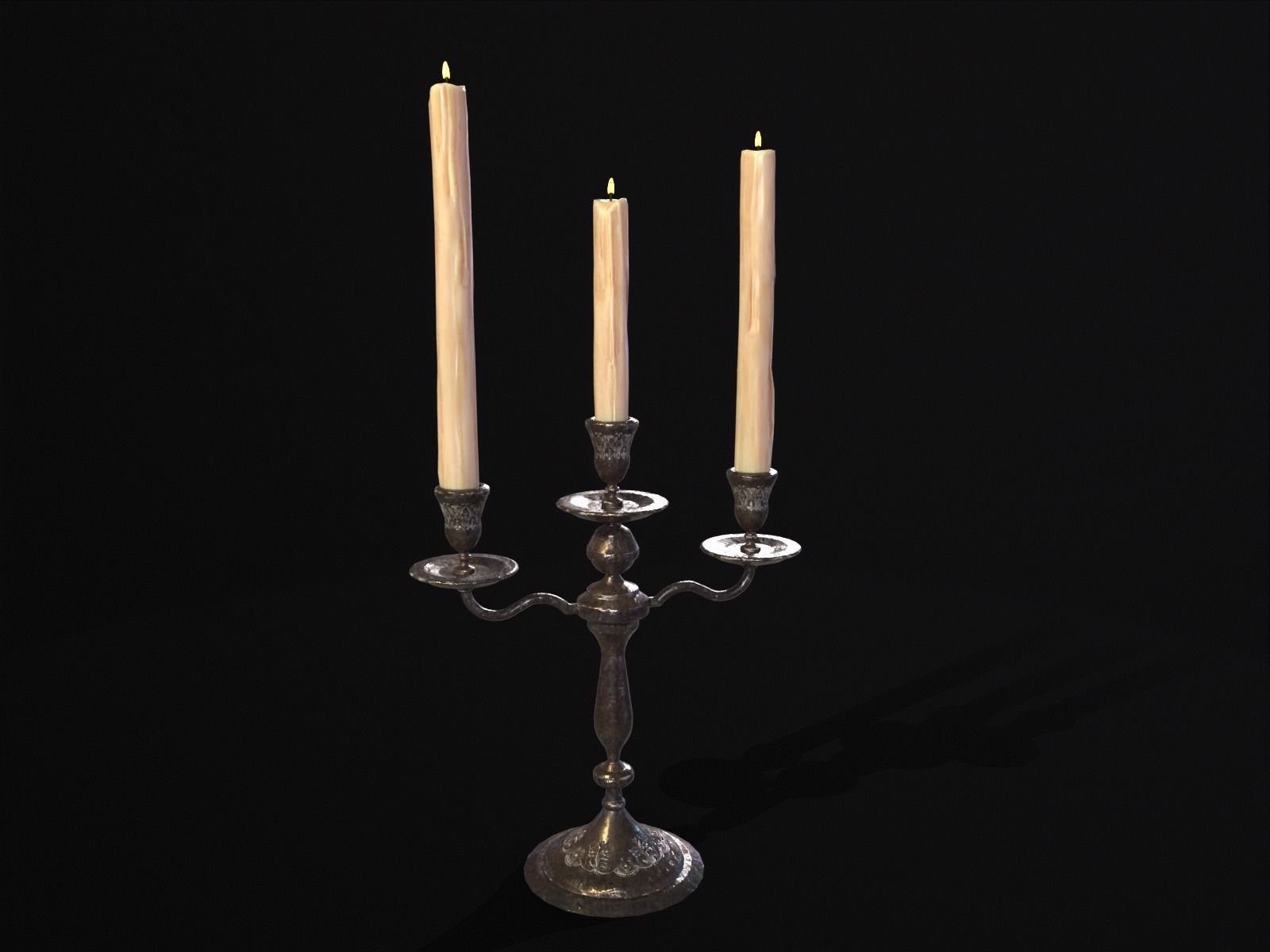 Iron Cased Three Point Candelabra Low-poly 3D model_2