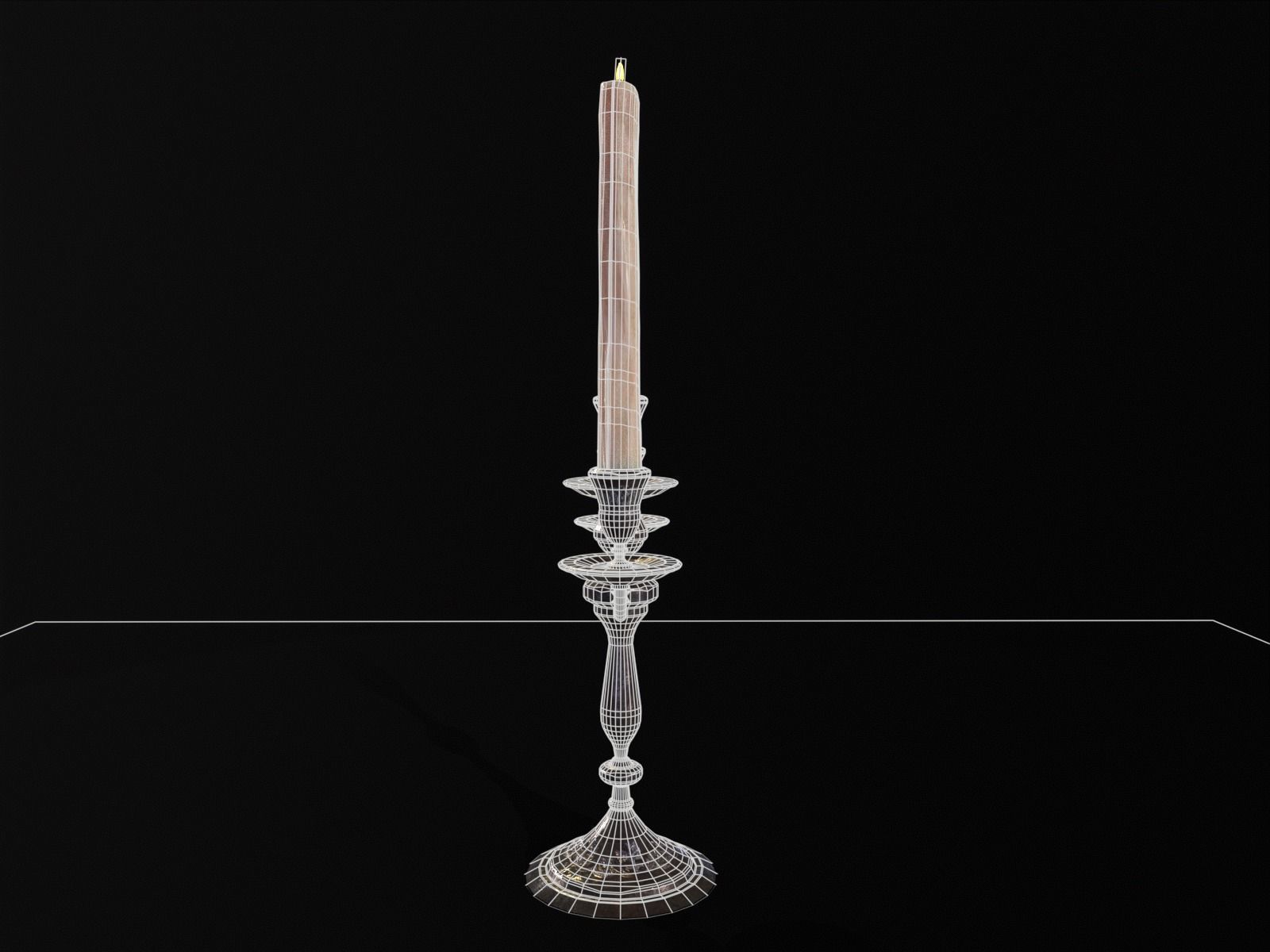 Iron Cased Three Point Candelabra Low-poly 3D model_11