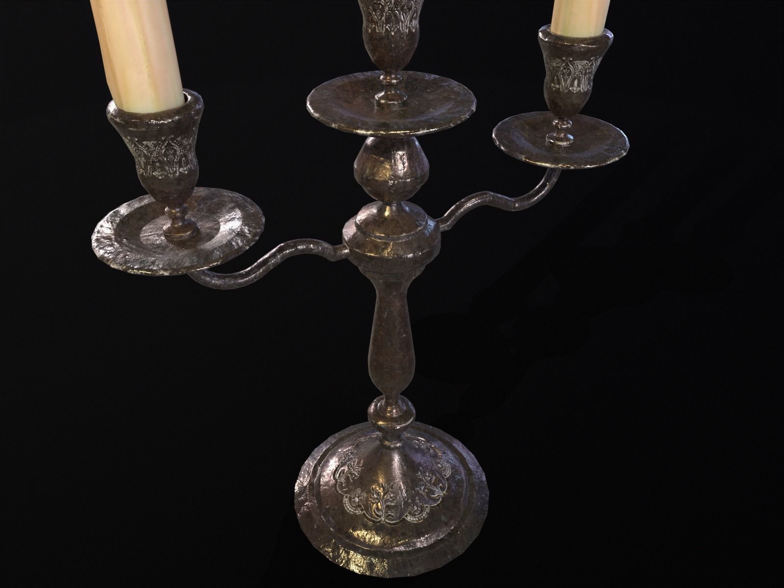 Iron Cased Three Point Candelabra Low-poly 3D model_23