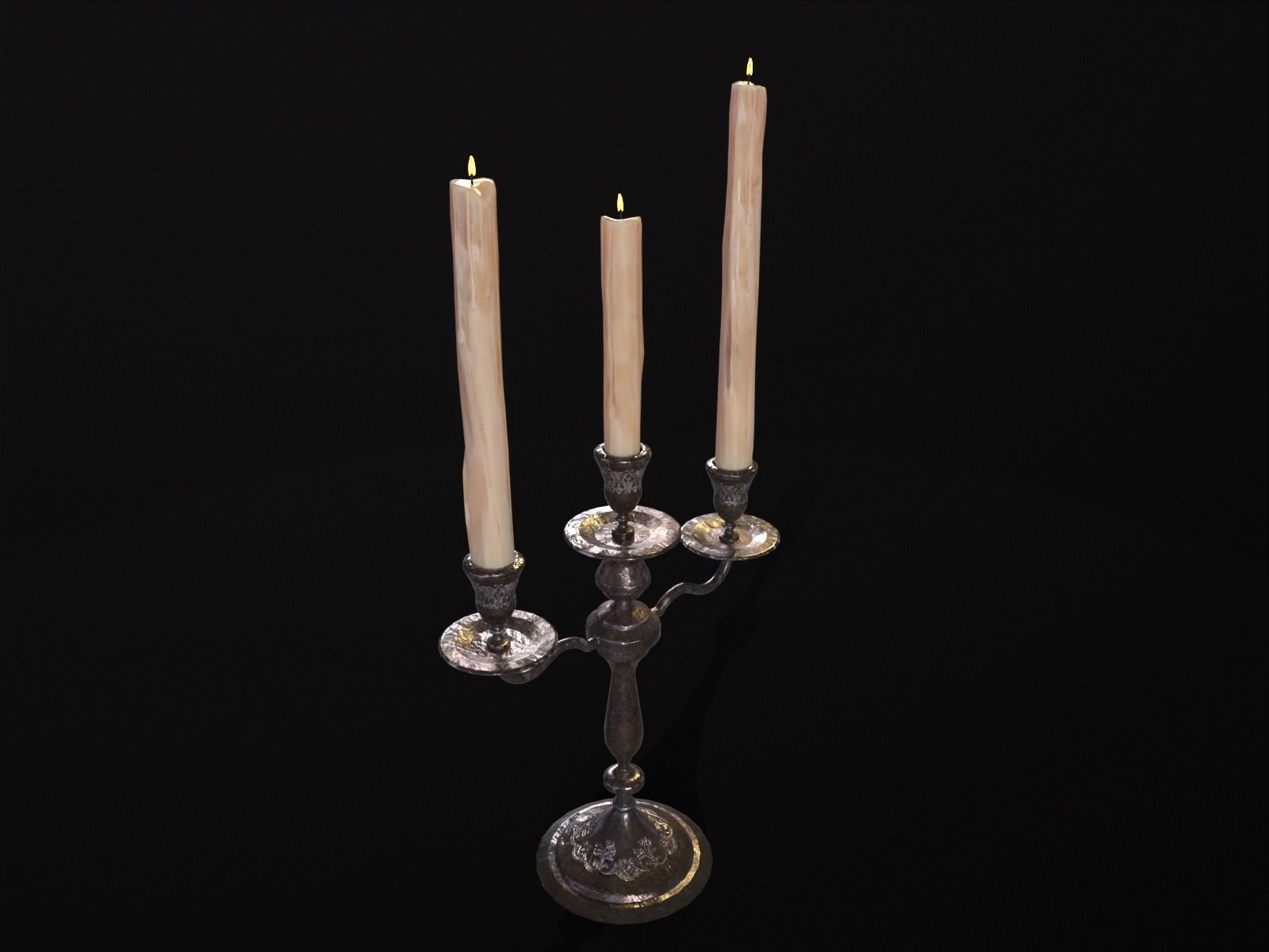 Iron Cased Three Point Candelabra Low-poly 3D model_14