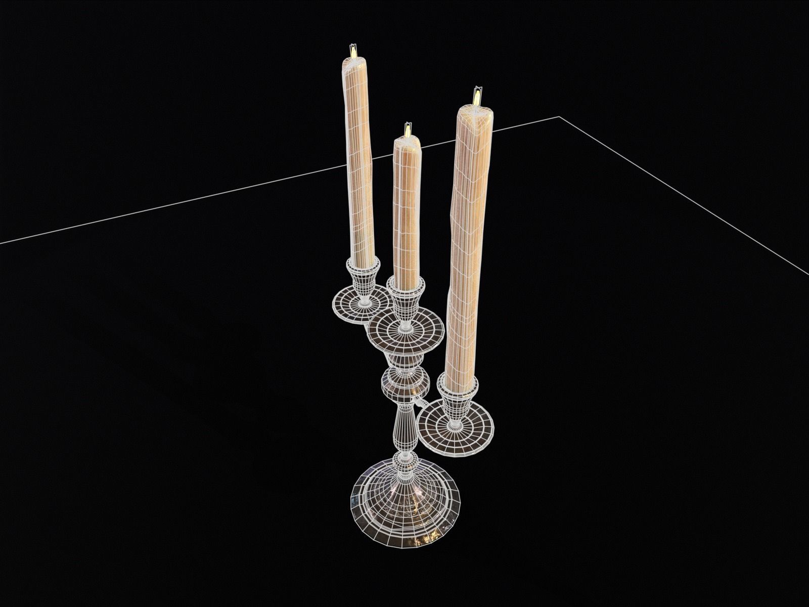 Iron Cased Three Point Candelabra Low-poly 3D model_21