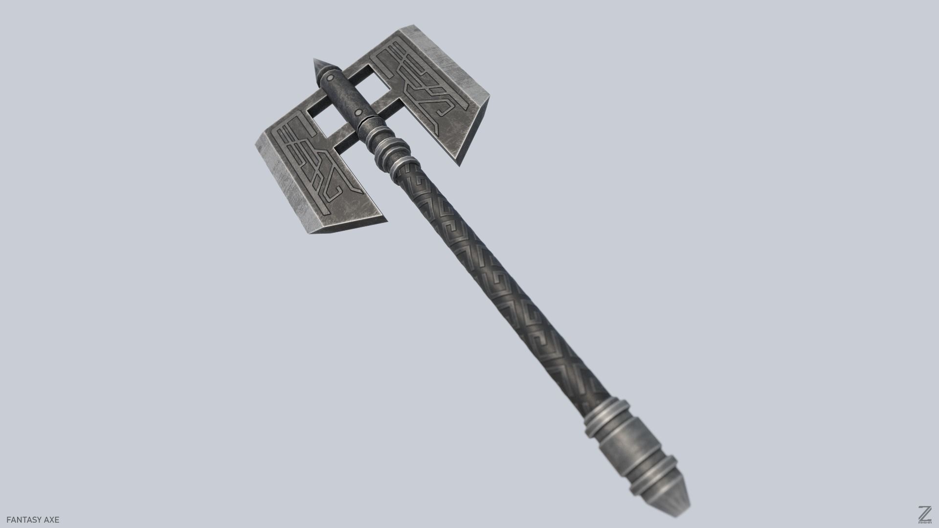 Fantasy axe Low-poly 3D model_4