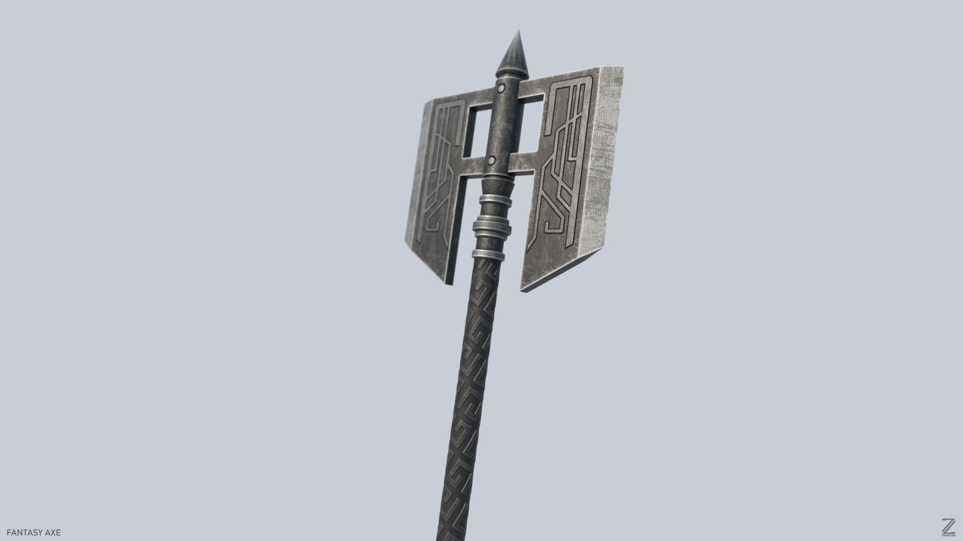 Fantasy axe Low-poly 3D model_6