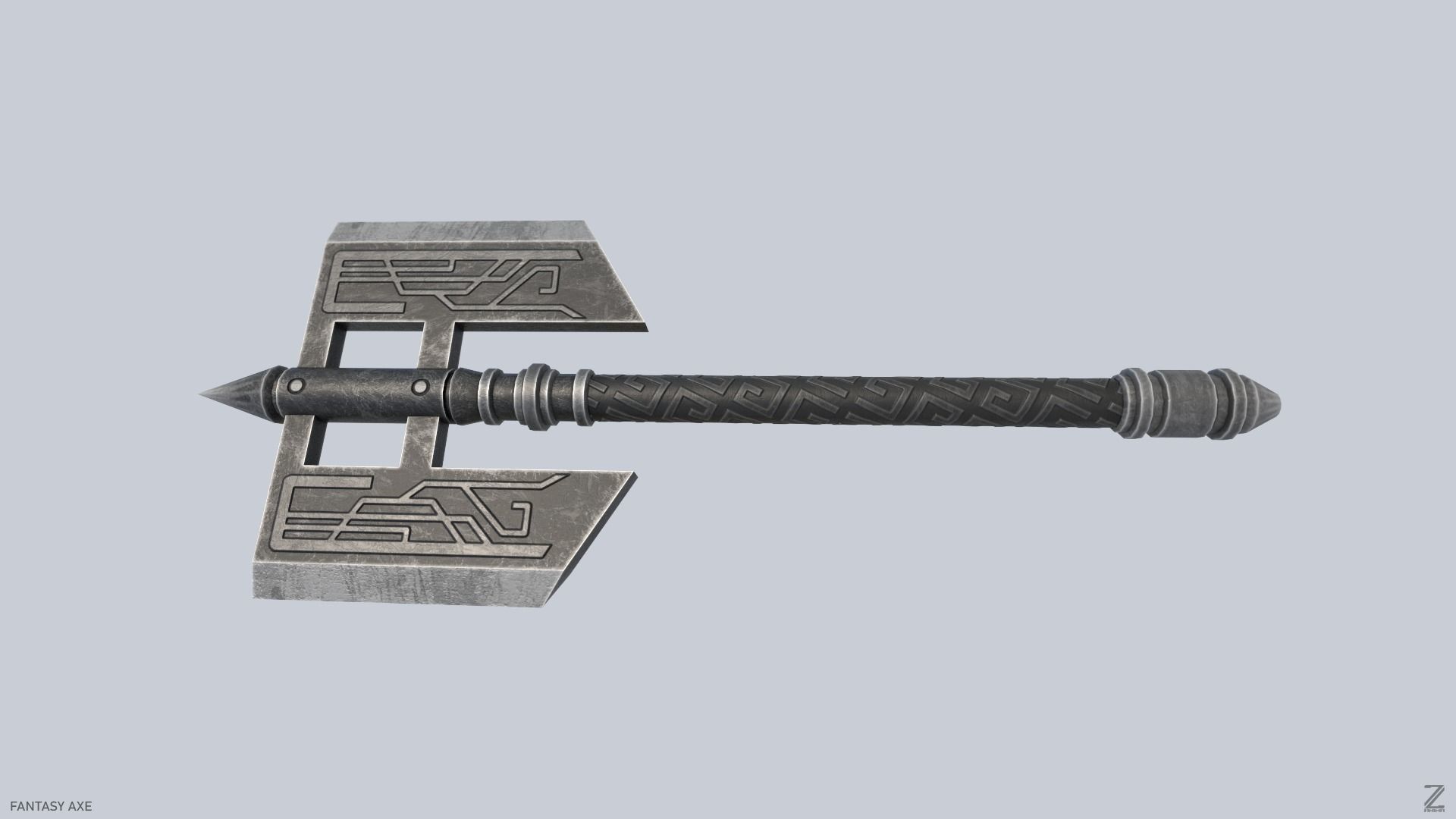 Fantasy axe Low-poly 3D model_5