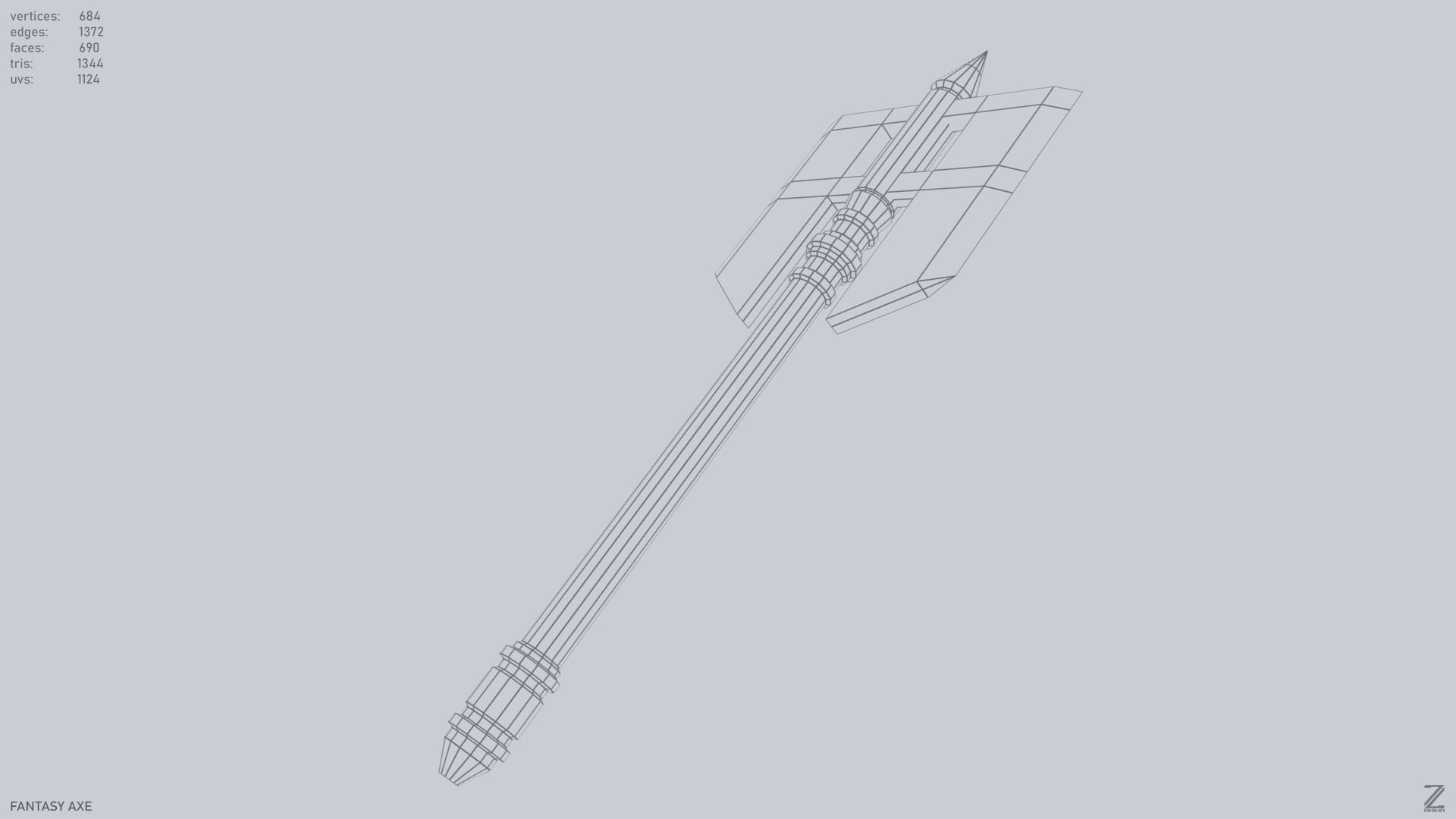 Fantasy axe Low-poly 3D model_14