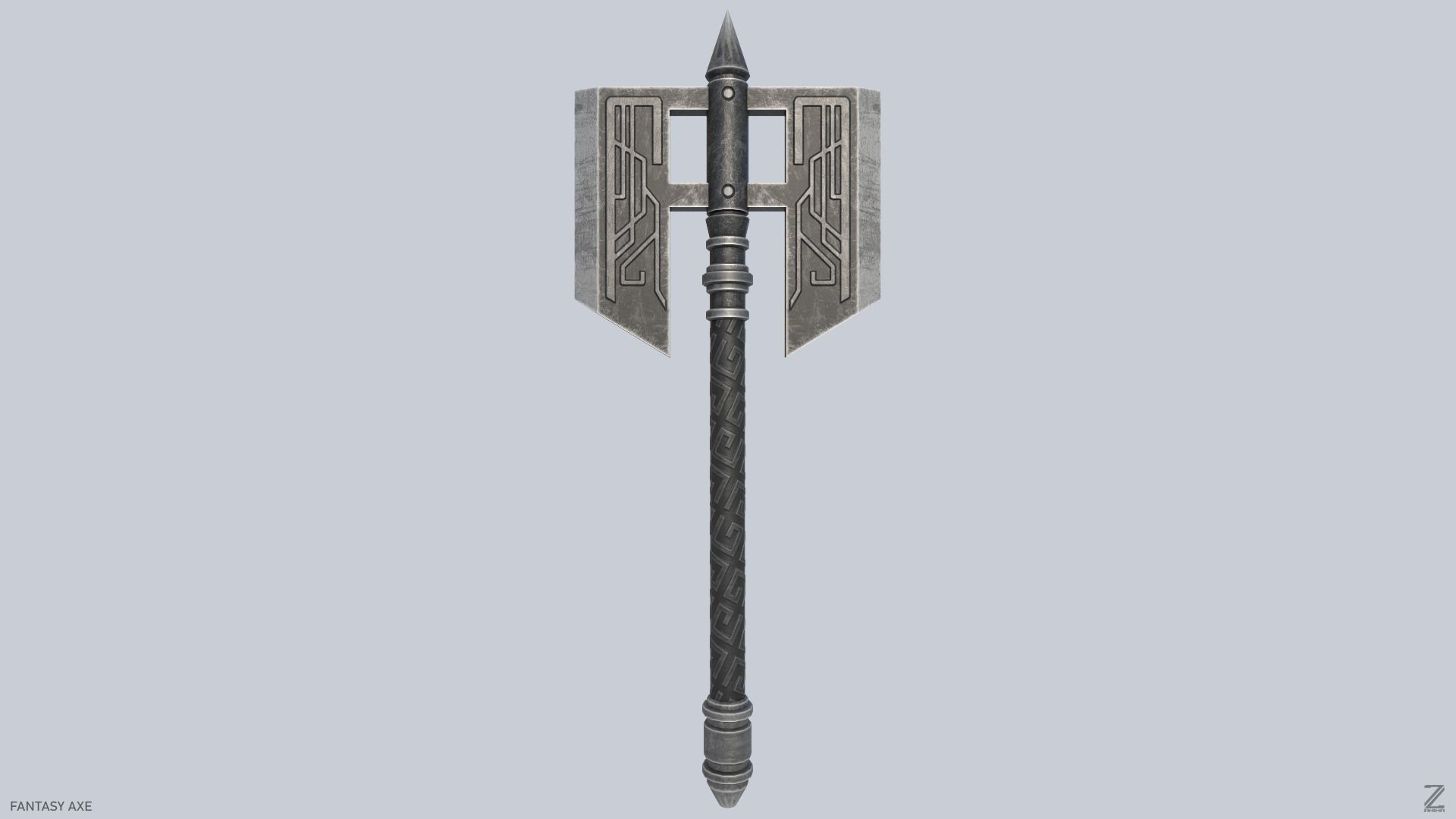 Fantasy axe Low-poly 3D model_1