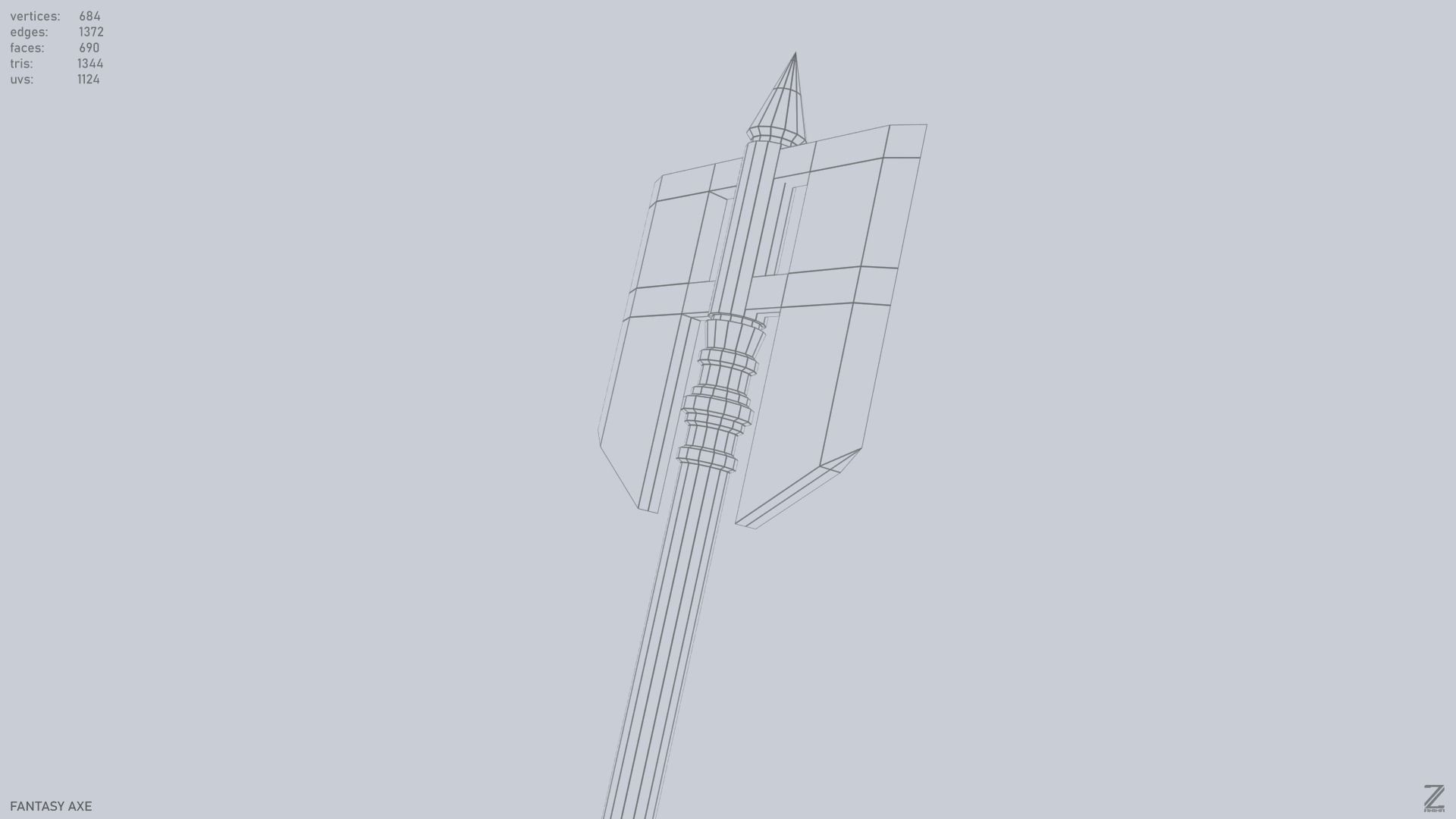 Fantasy axe Low-poly 3D model_13