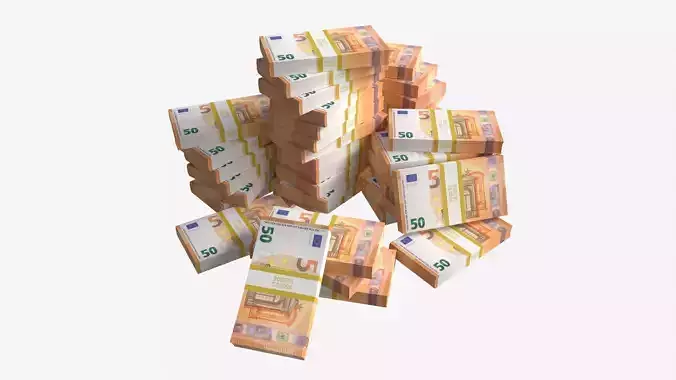 Euro banknote bundles large set 3D model