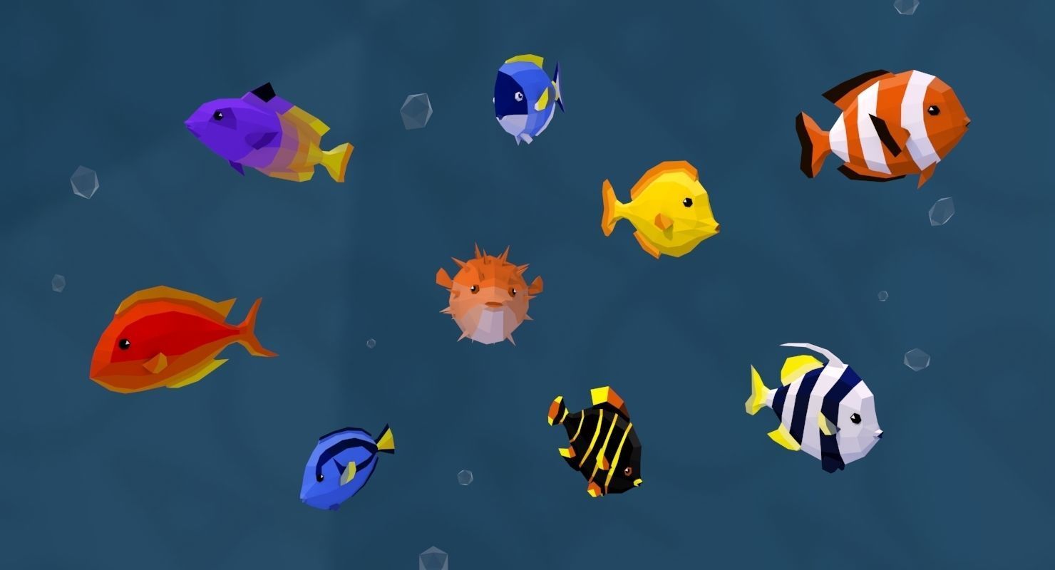 Fish Alive - Animated Polyart Fish with Unity Scripts Low-poly 3D model_4