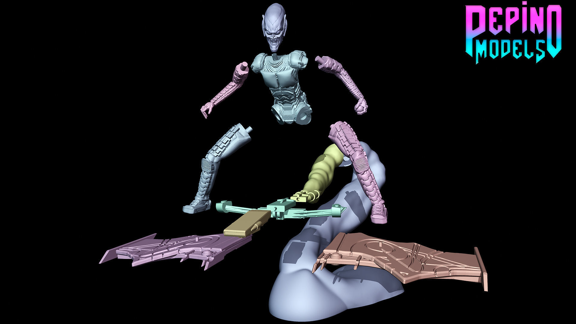 Green Goblin from Spiderman - 62mm scale miniature 3D print model_4