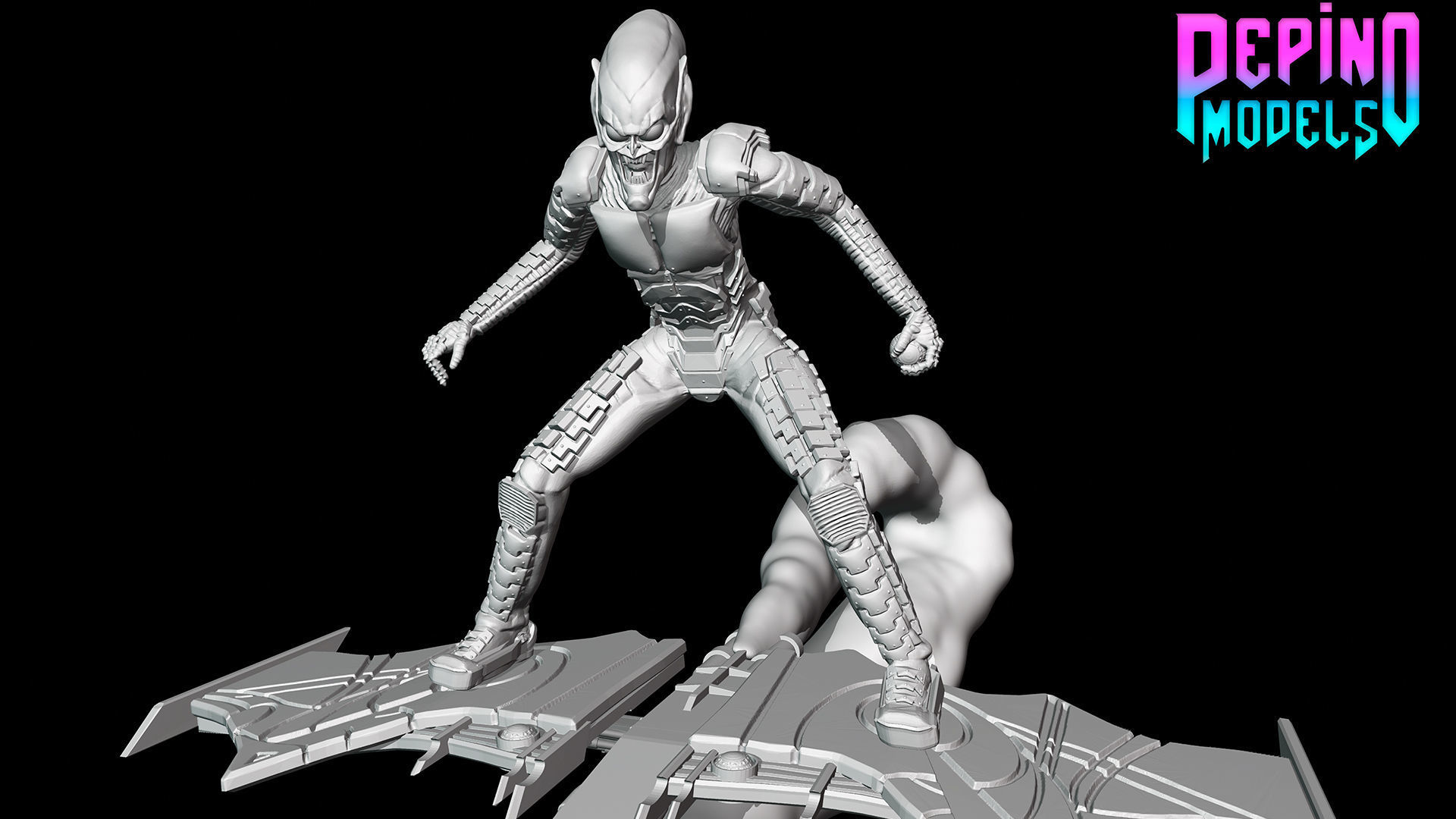 Green Goblin from Spiderman - 62mm scale miniature 3D print model_1