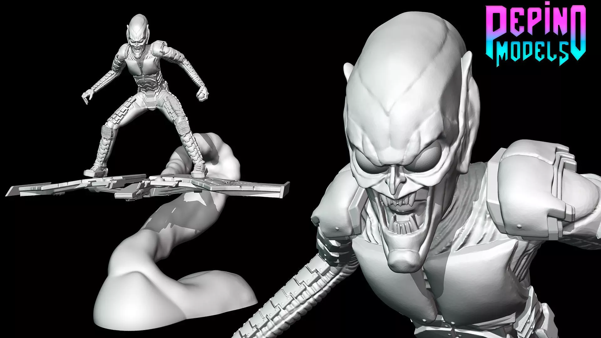 Green Goblin from Spiderman - 62mm scale miniature 3D print model_0