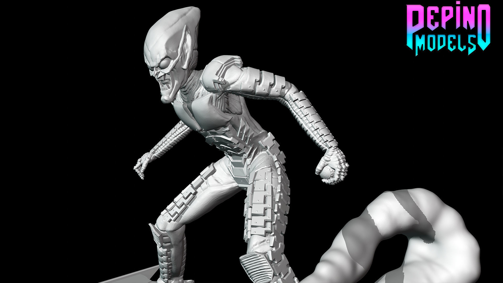 Green Goblin from Spiderman - 62mm scale miniature 3D print model_3