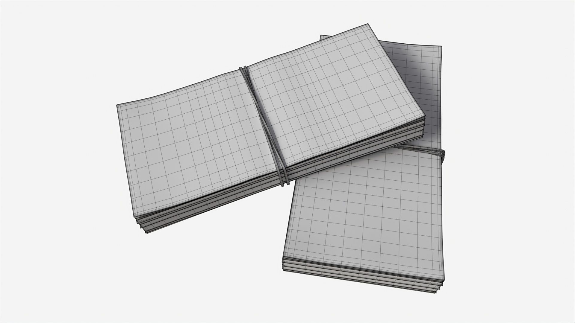 Euro banknote bundles tied with rubbers 3D model_7