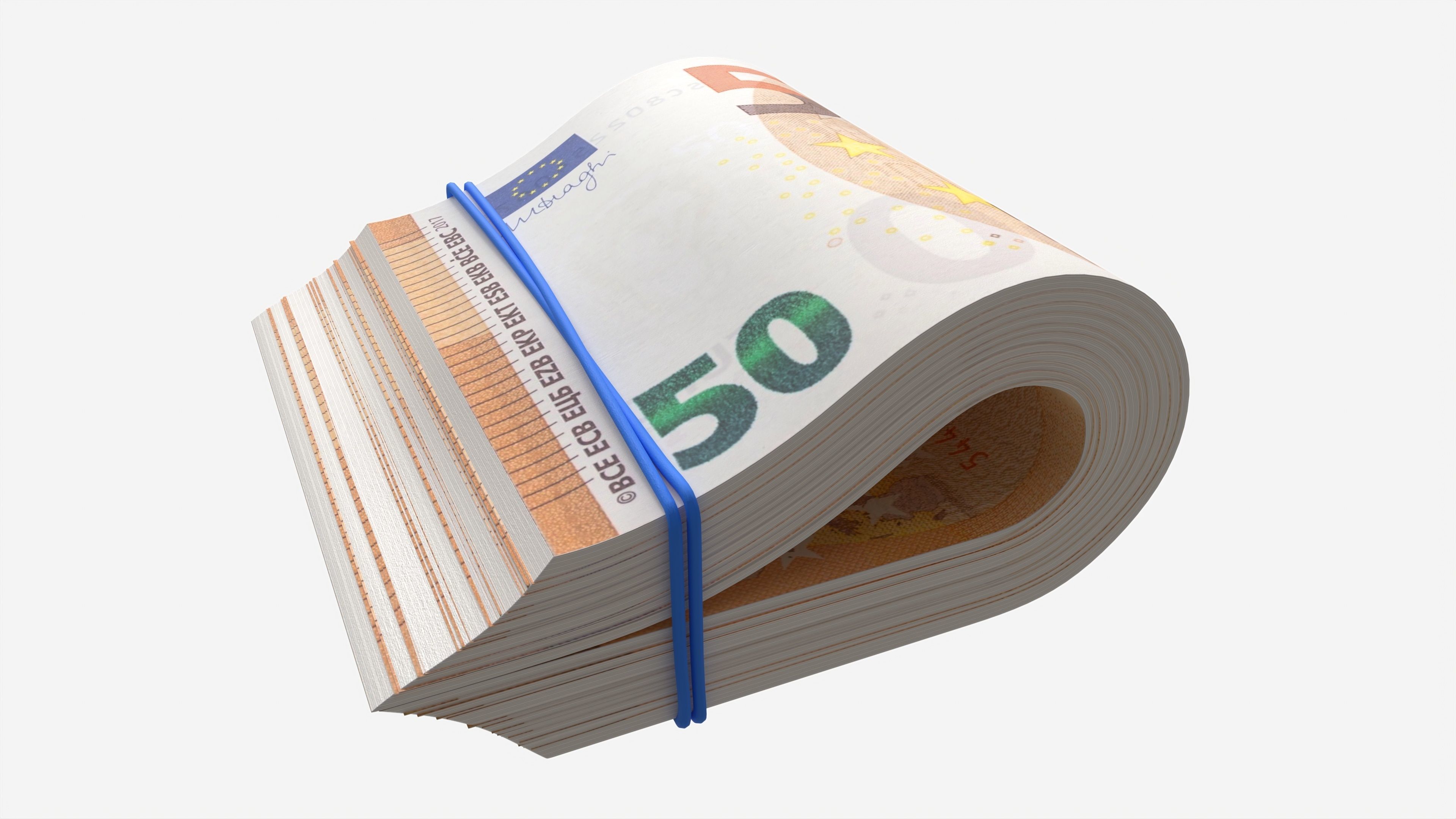Euro banknotes folded and tied 01 3D model_1