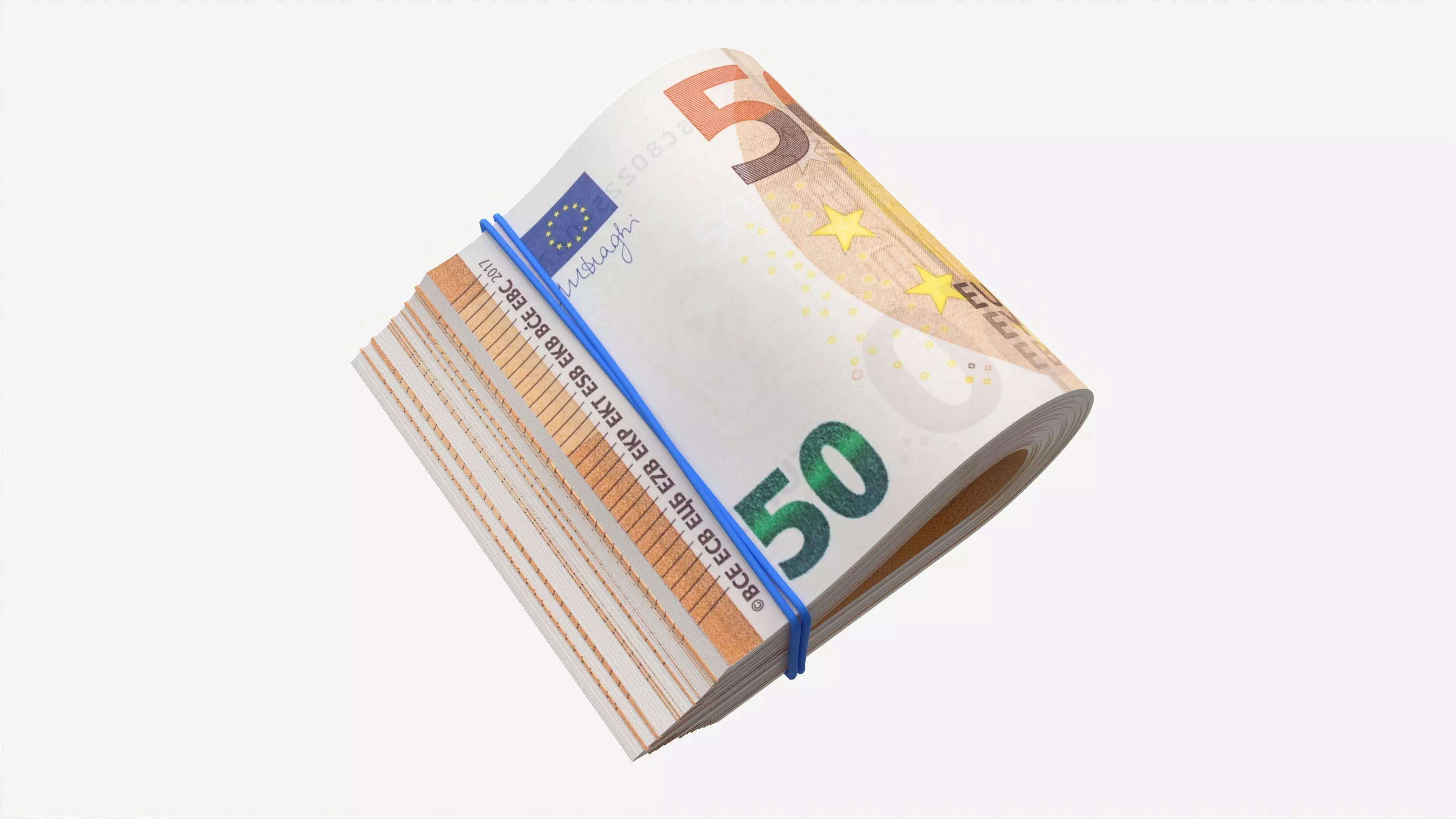 Euro banknotes folded and tied 01 3D model_0