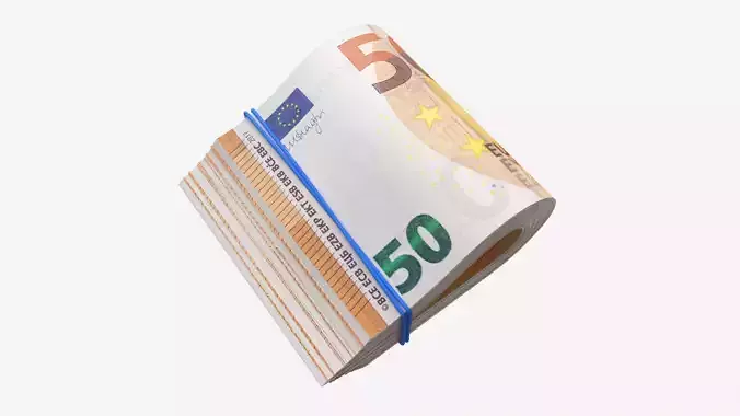 Euro banknotes folded and tied 01 3D model