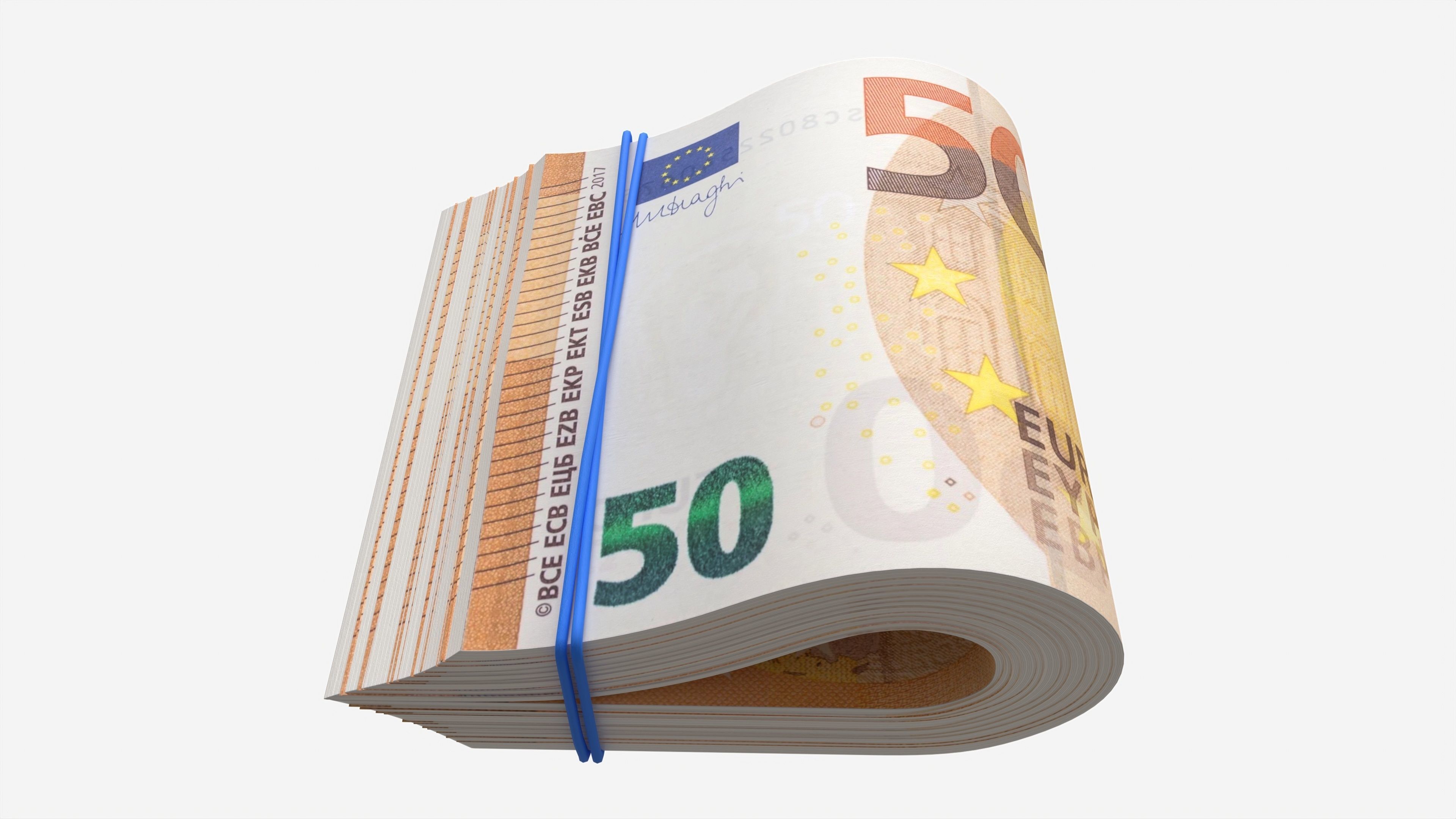 Euro banknotes folded and tied 01 3D model_2
