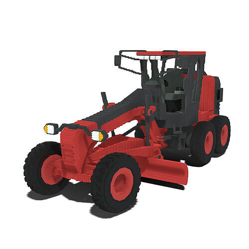 Voxel Grader Truck Low-poly 3D model
