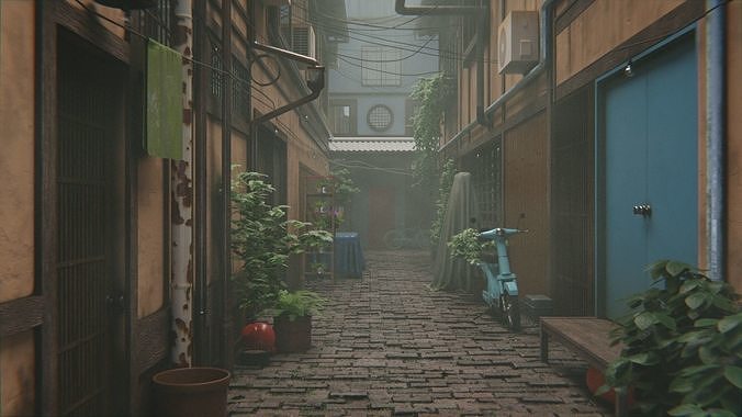 Japanese Alley 3d Scene 3D model 4