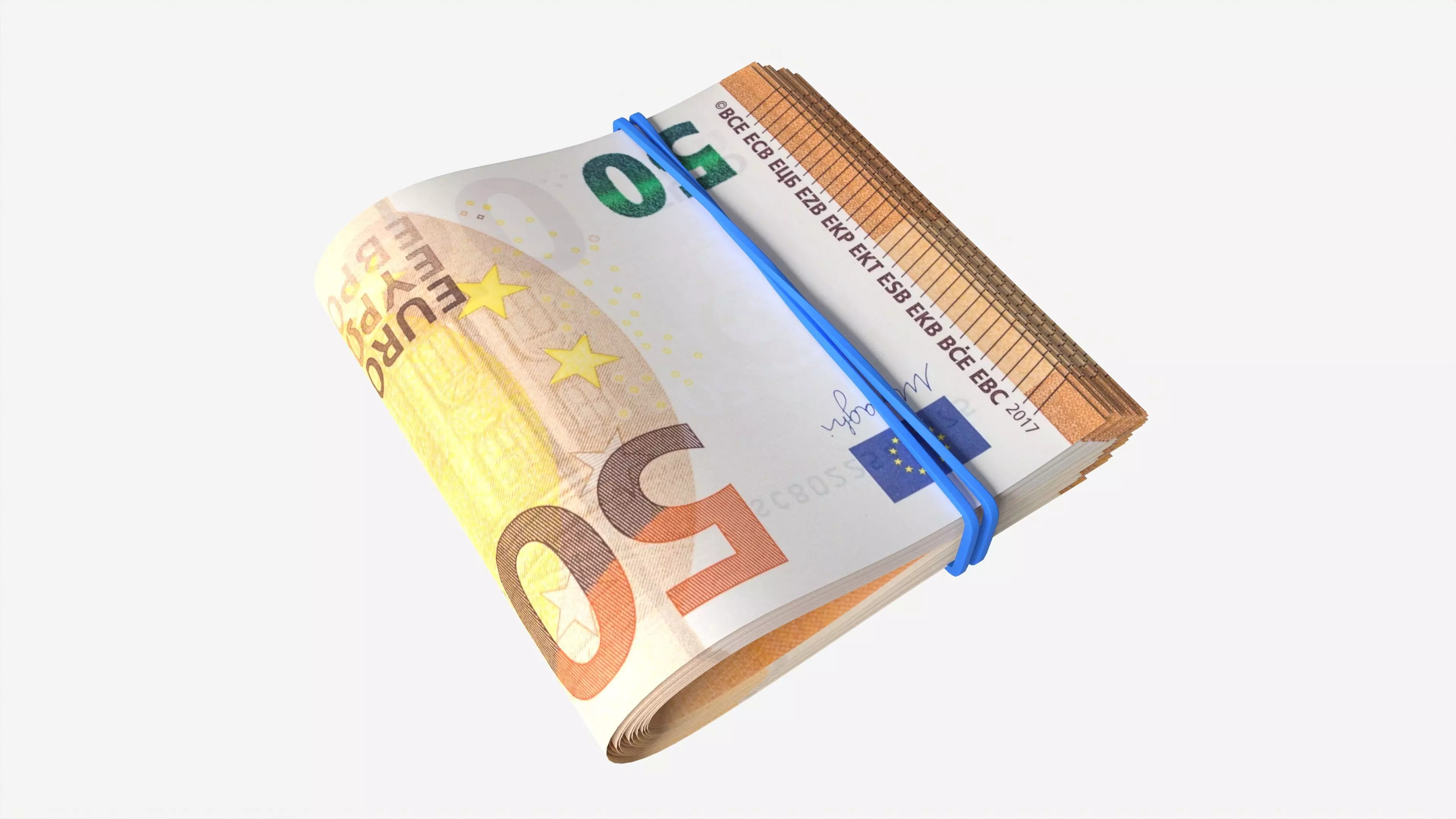 Euro banknotes folded and tied 02 3D model