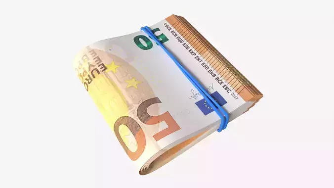 Euro banknotes folded and tied 02 3D model