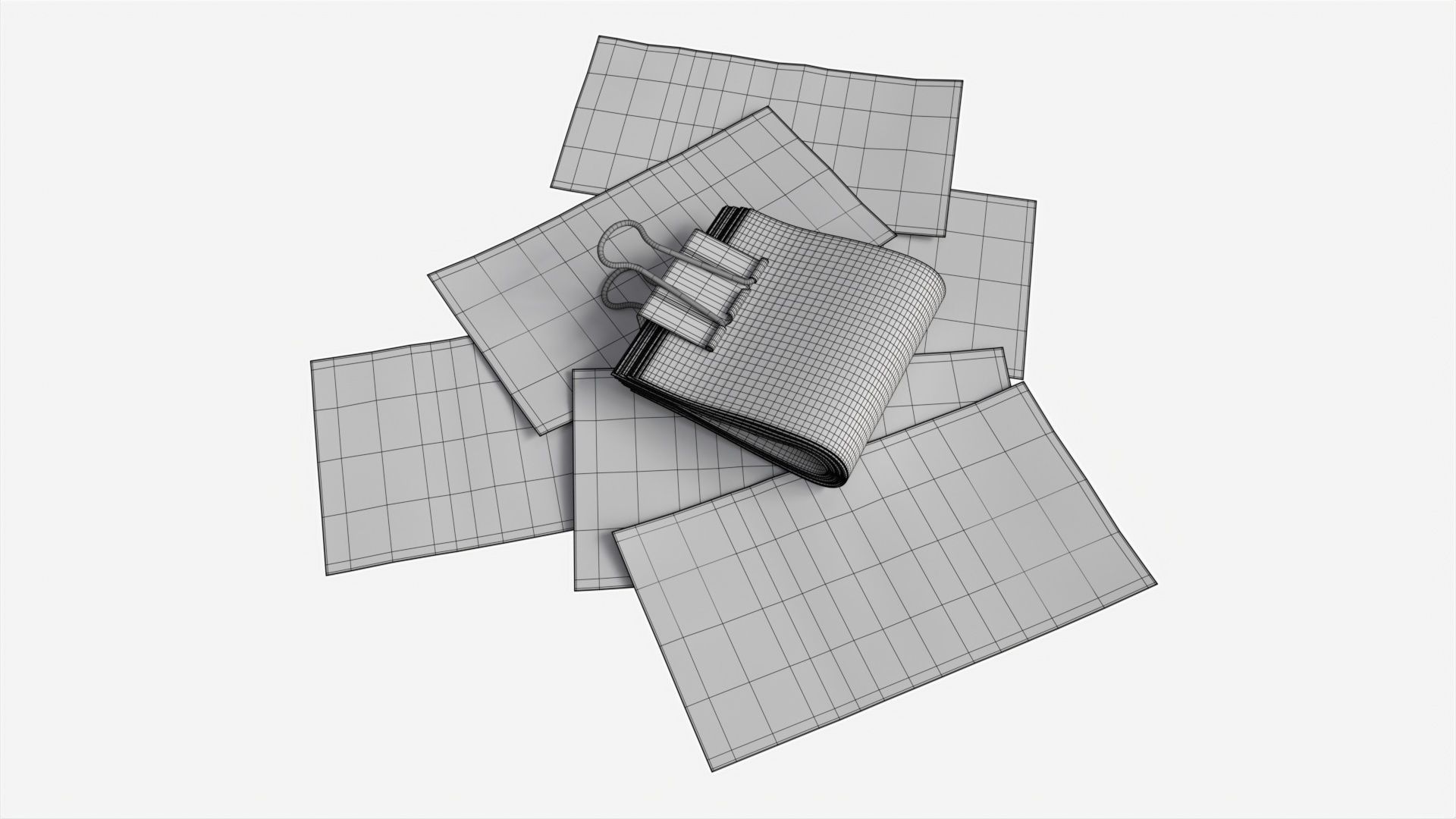 Euro banknotes folded with clip 02 3D model_6