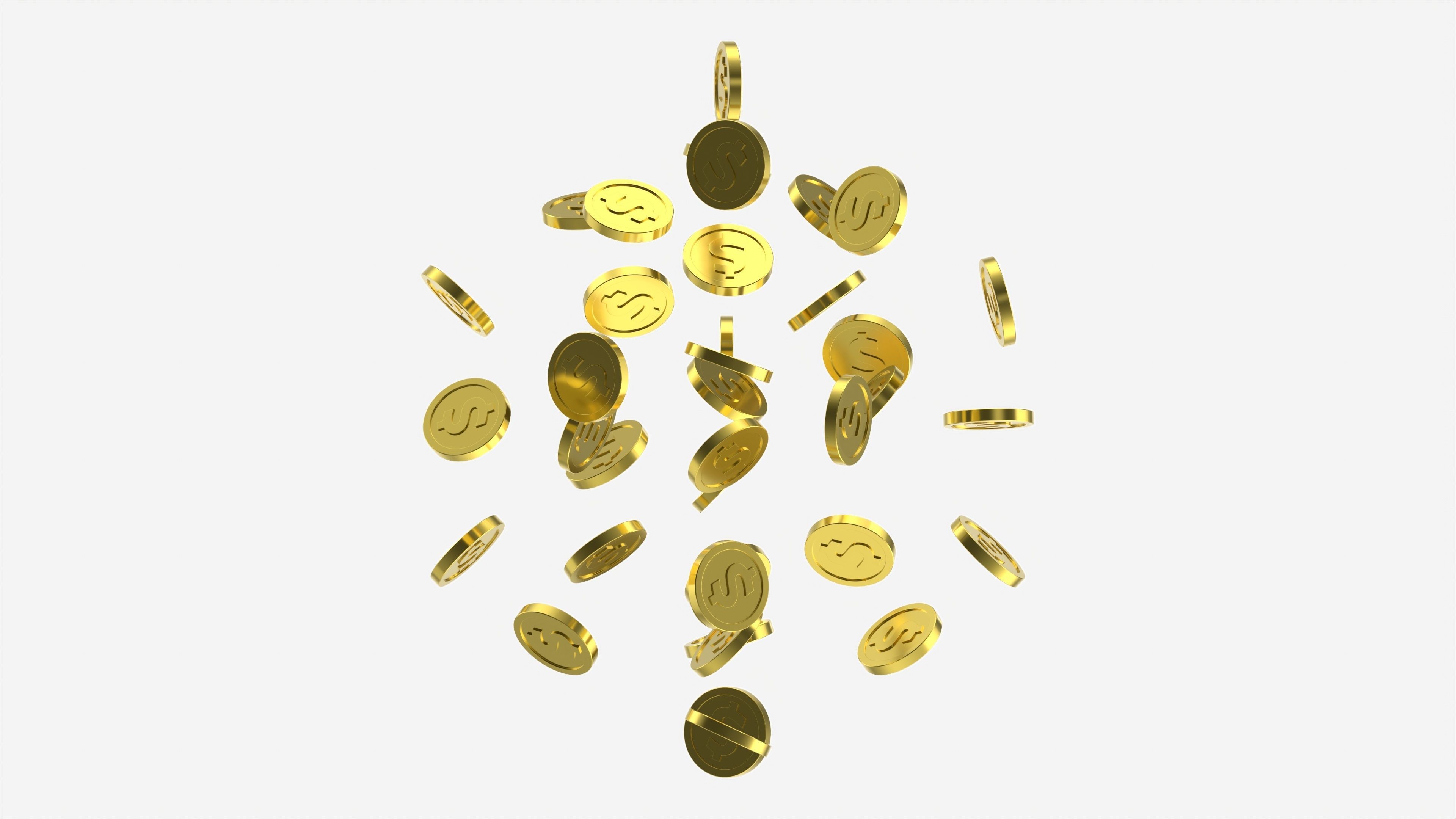 Gold coins falling 01 3D model_5