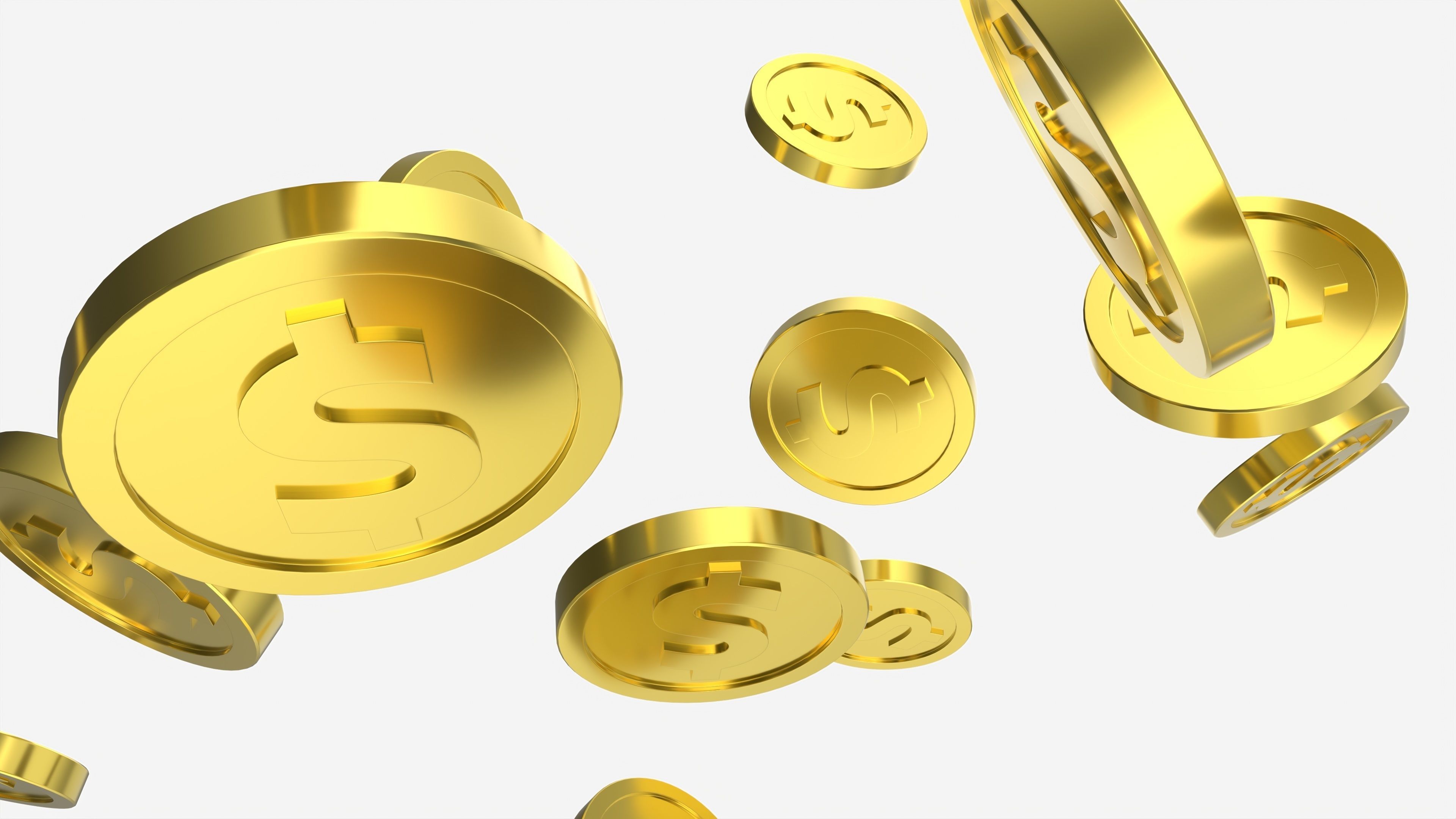 Gold coins falling 01 3D model_1