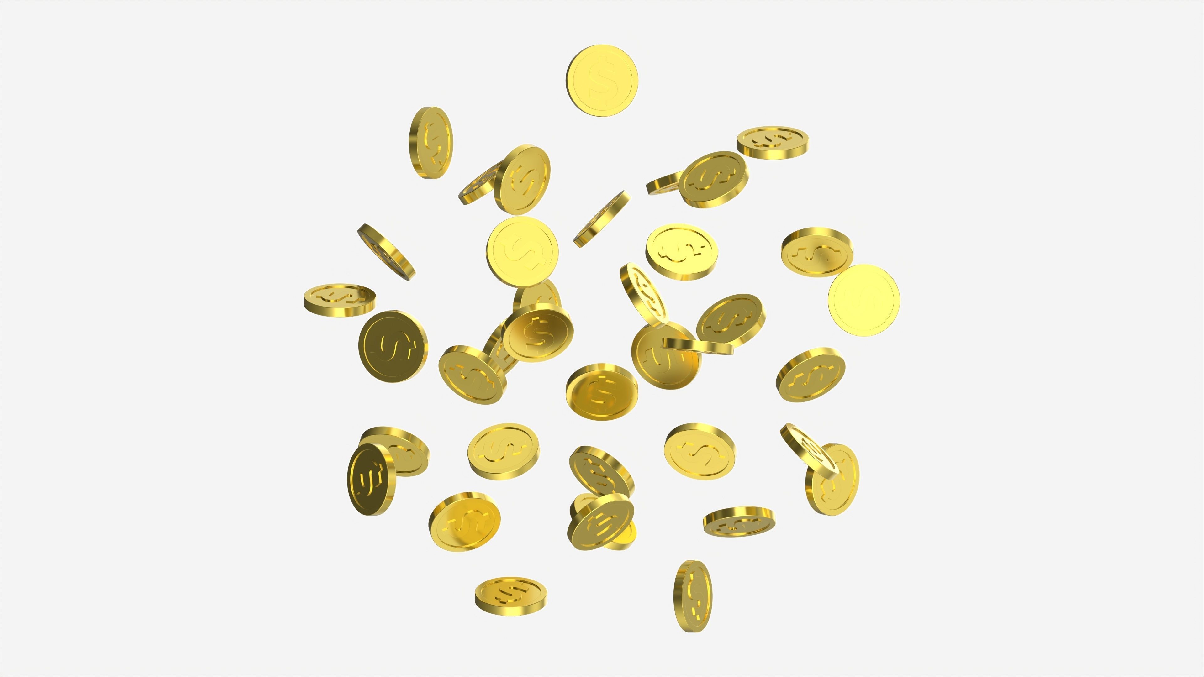 Gold coins falling 01 3D model_4