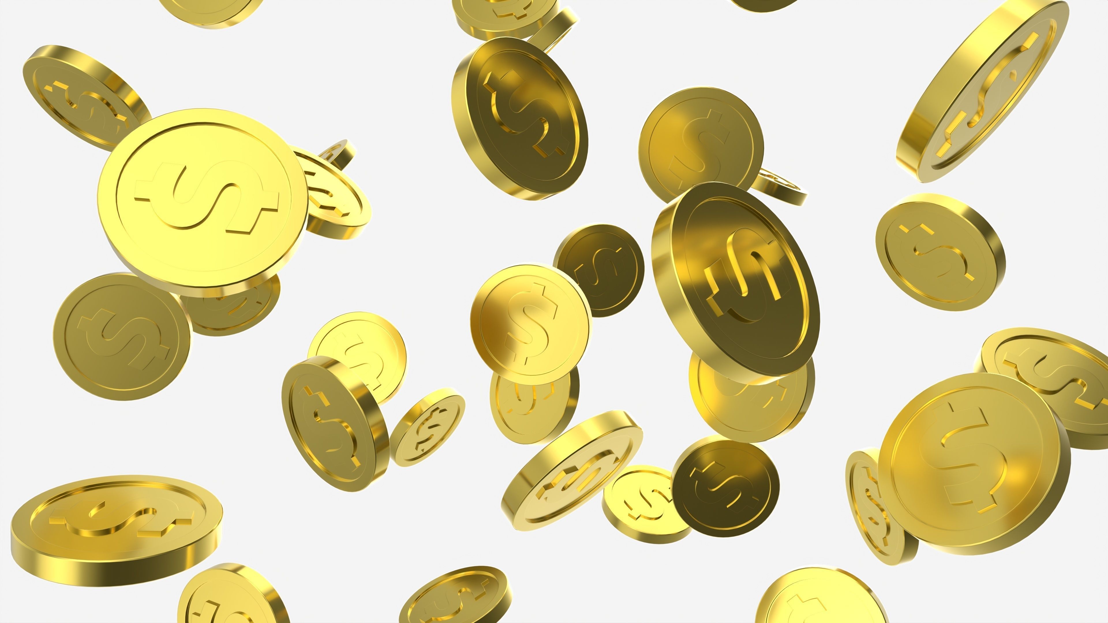 Gold coins falling 01 3D model_2