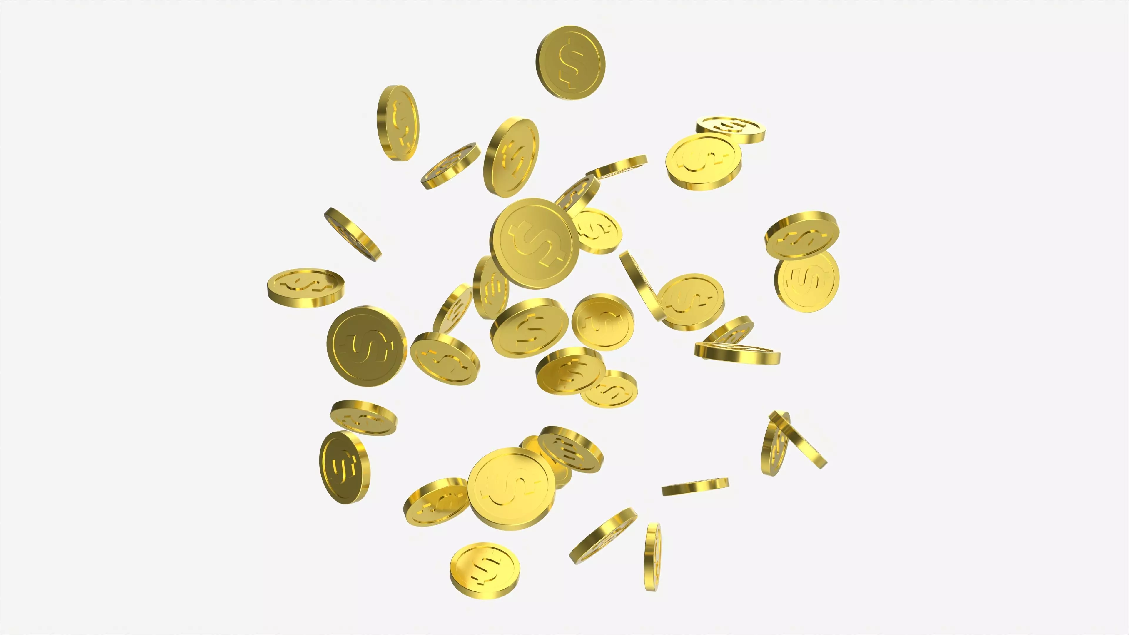 Gold coins falling 01 3D model_0