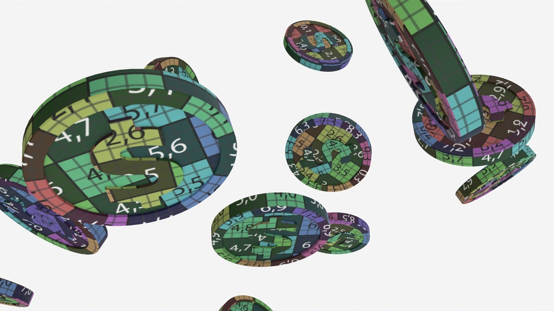 Gold coins falling 01 3D model_8