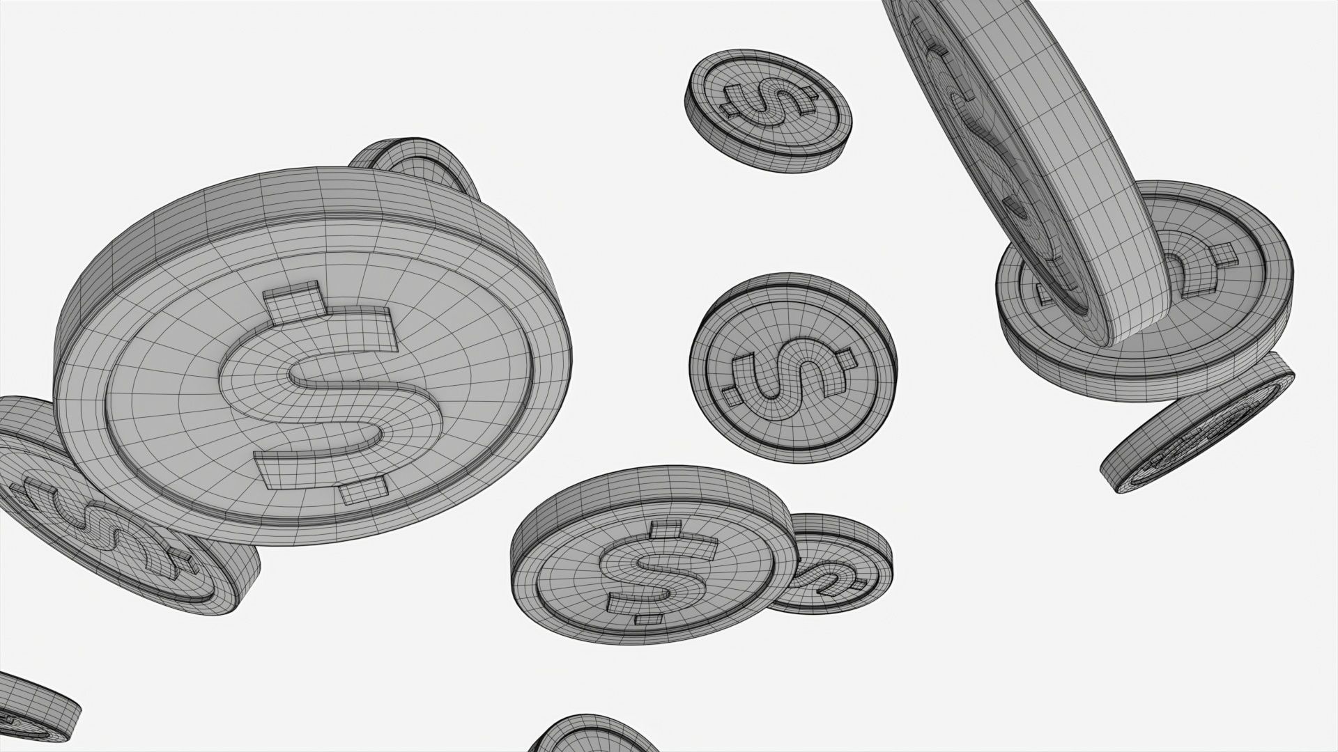 Gold coins falling 01 3D model_7