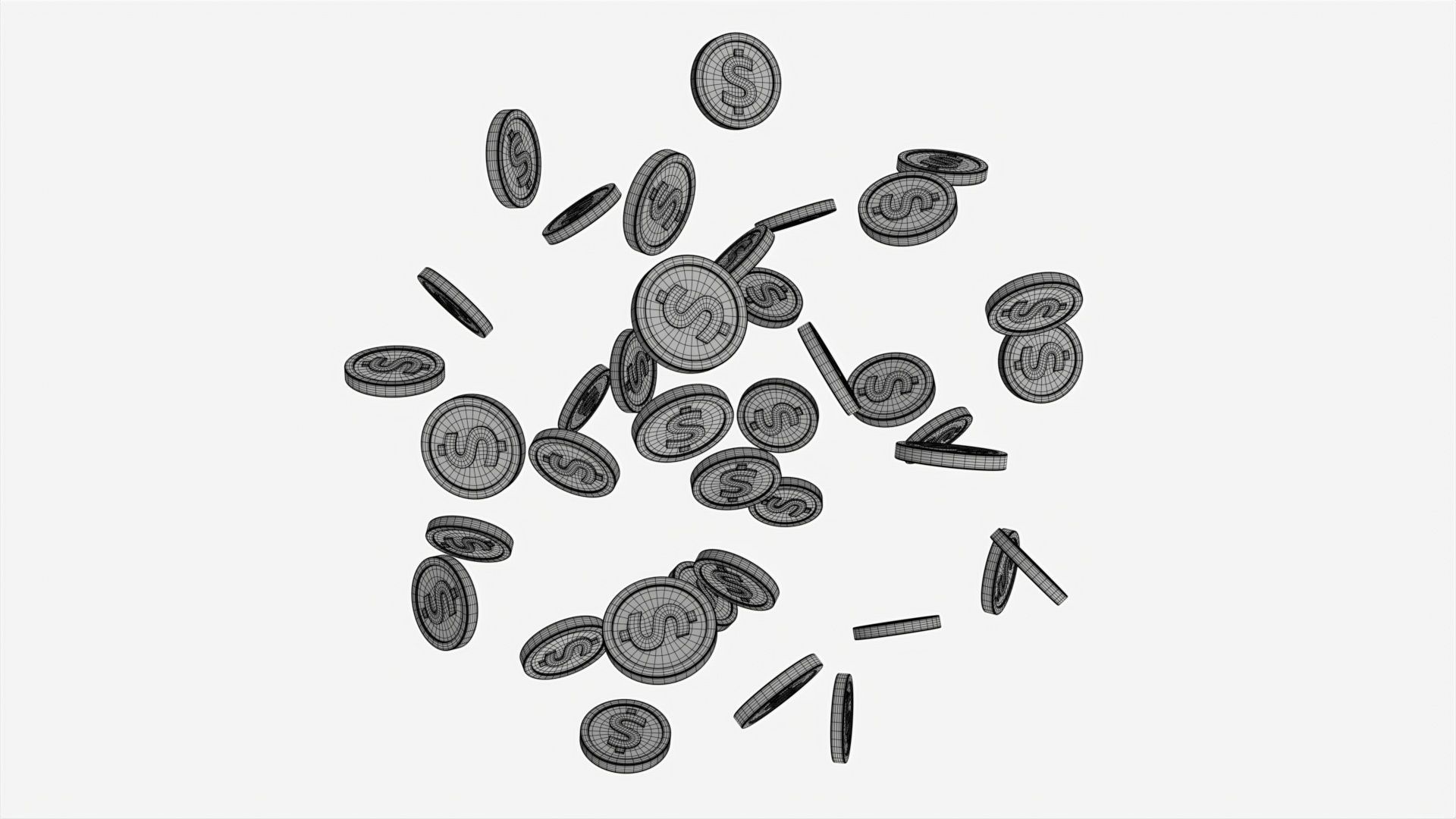 Gold coins falling 01 3D model_6