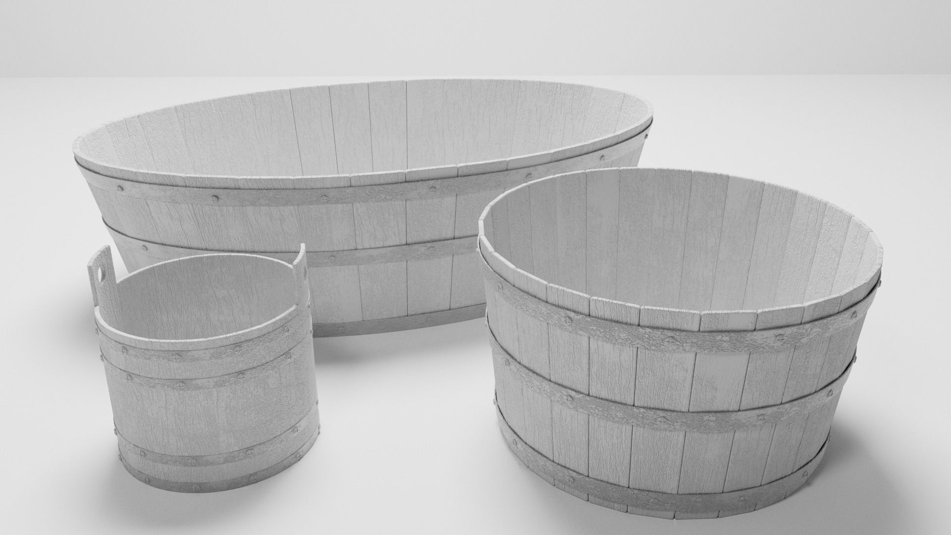 Medieval Tub Set 3D model CGTrader