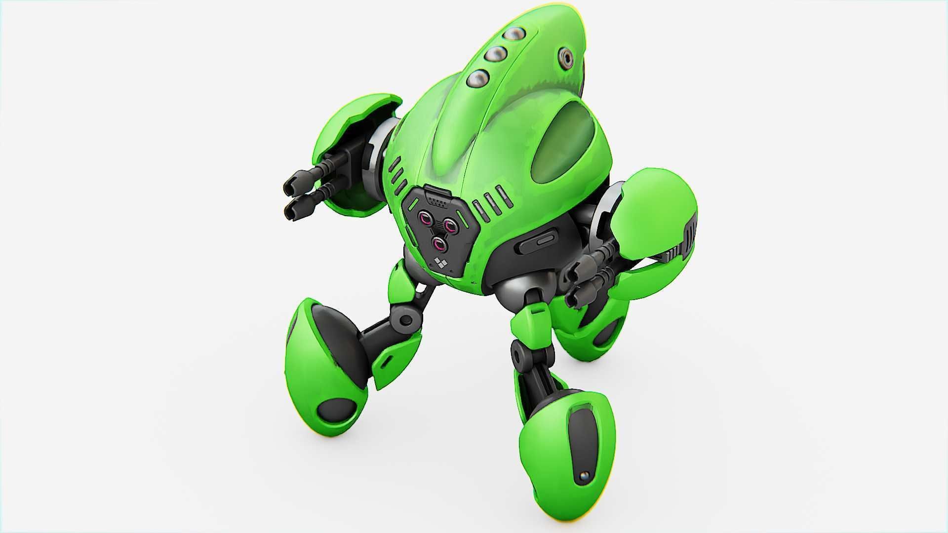 BATTLE DROID GREENGEM   RIGGED 3D model_30