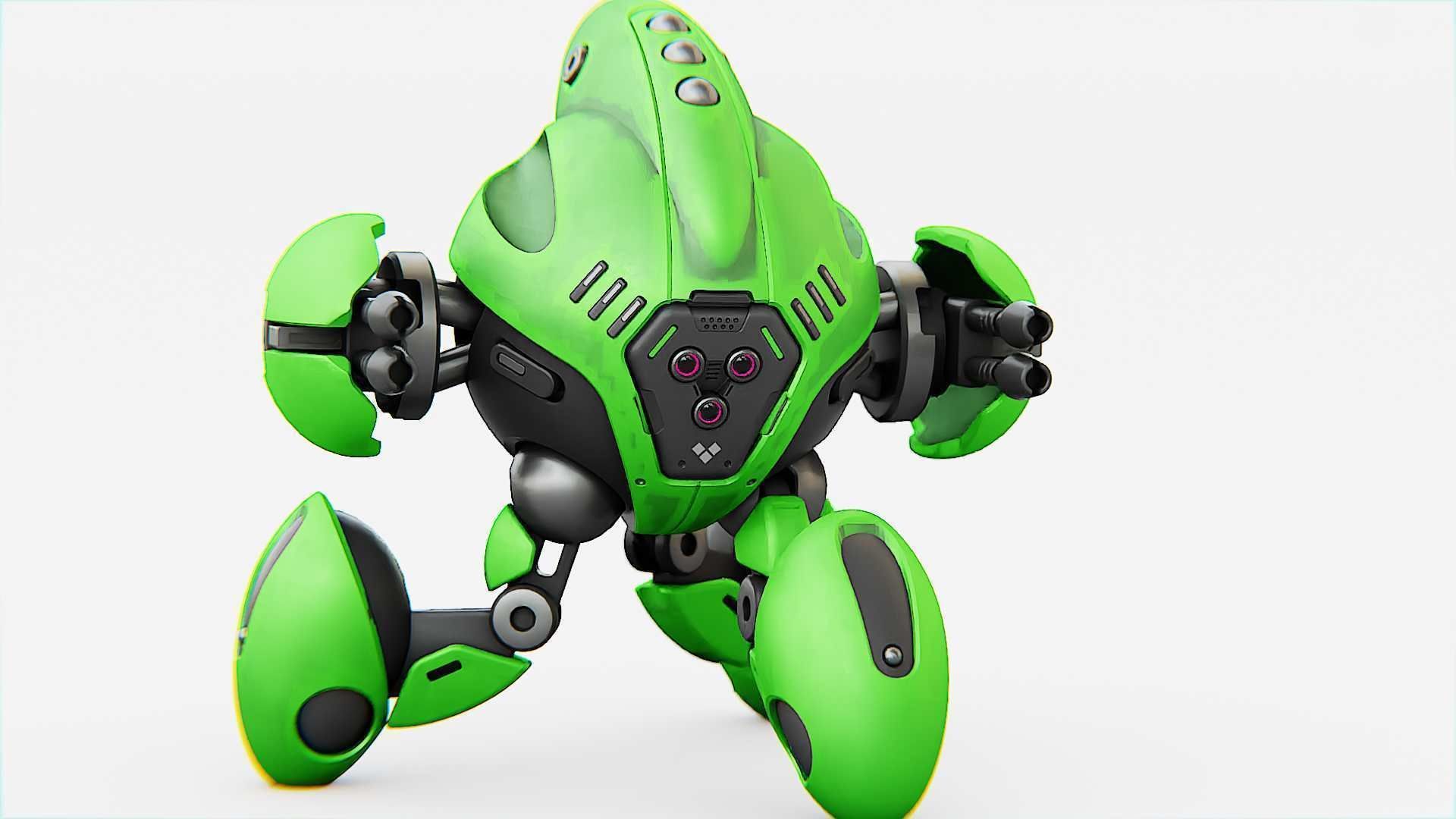 BATTLE DROID GREENGEM   RIGGED 3D model_15