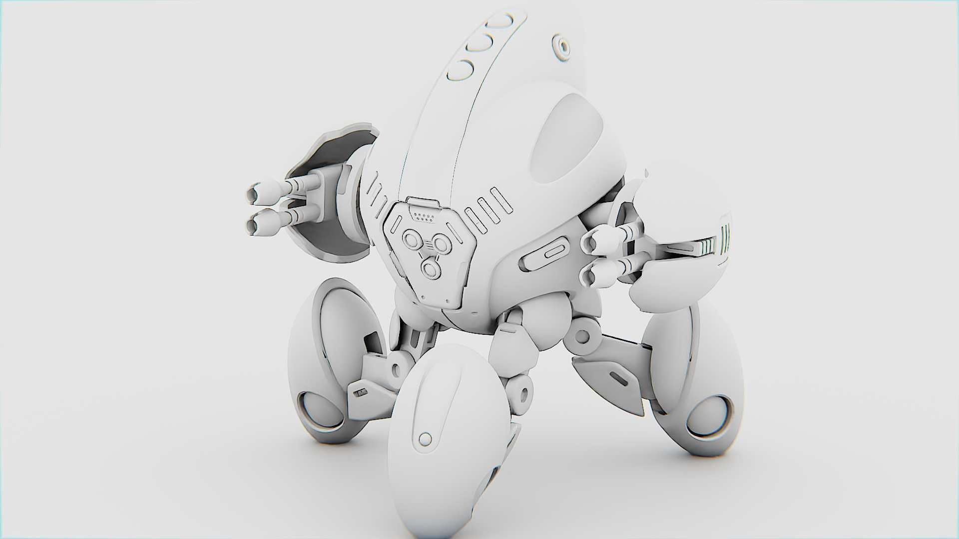 BATTLE DROID GREENGEM   RIGGED 3D model_31