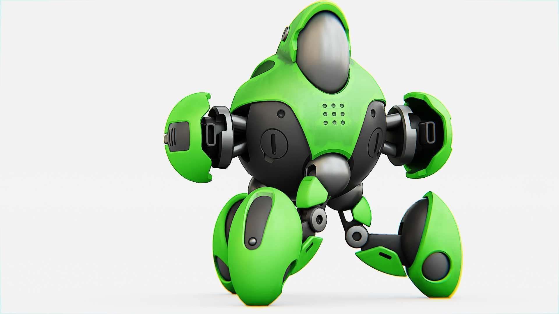 BATTLE DROID GREENGEM   RIGGED 3D model_5