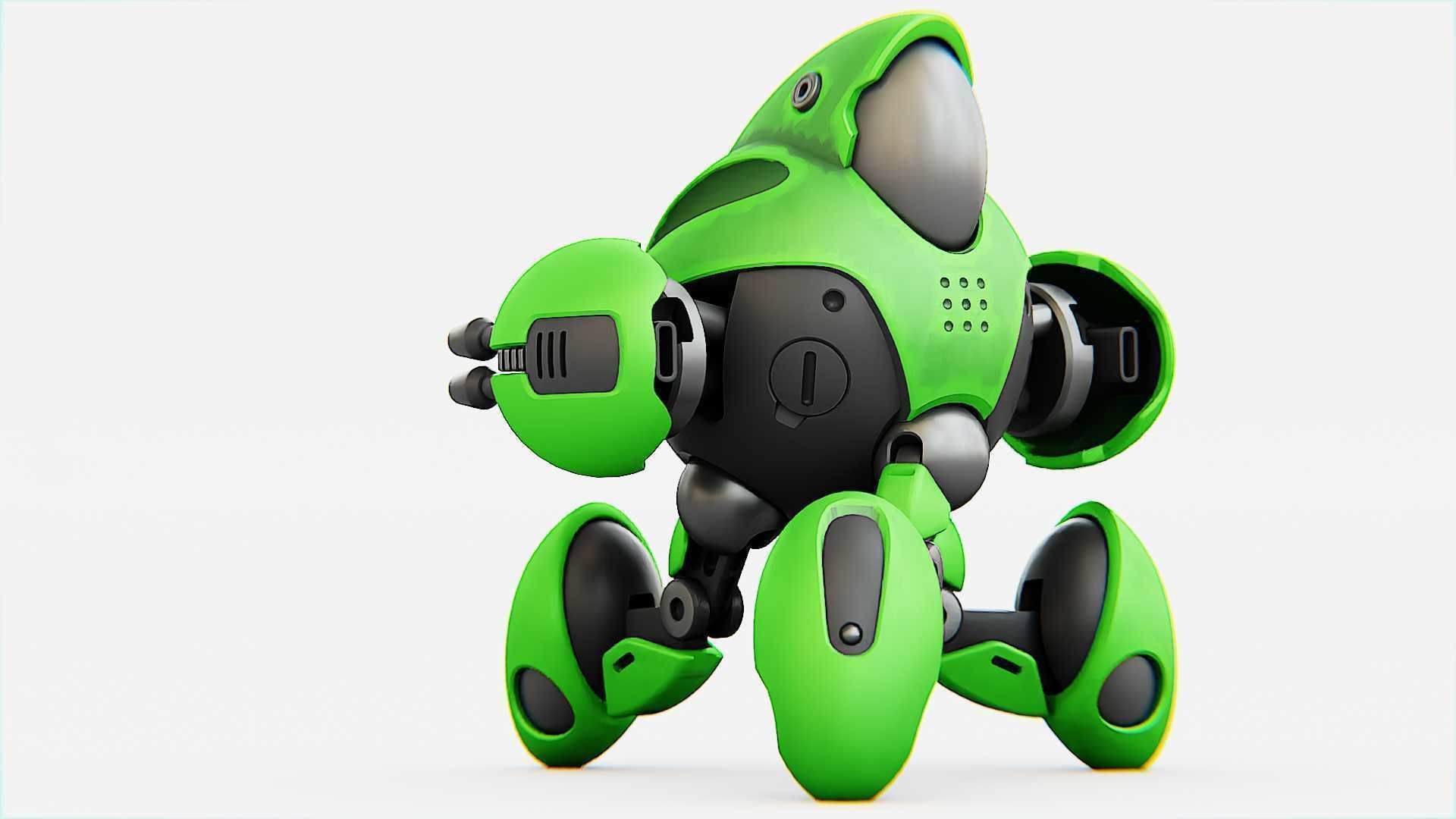 BATTLE DROID GREENGEM   RIGGED 3D model_4