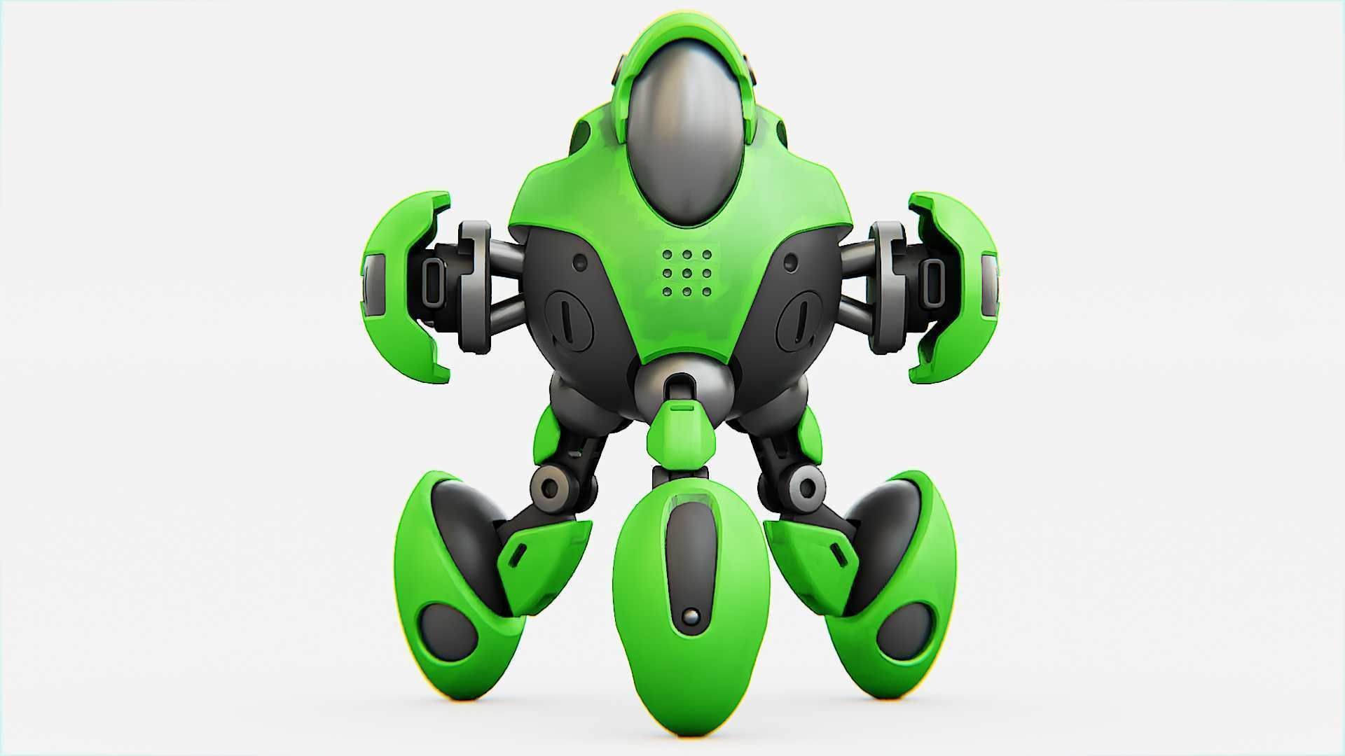 BATTLE DROID GREENGEM   RIGGED 3D model_29