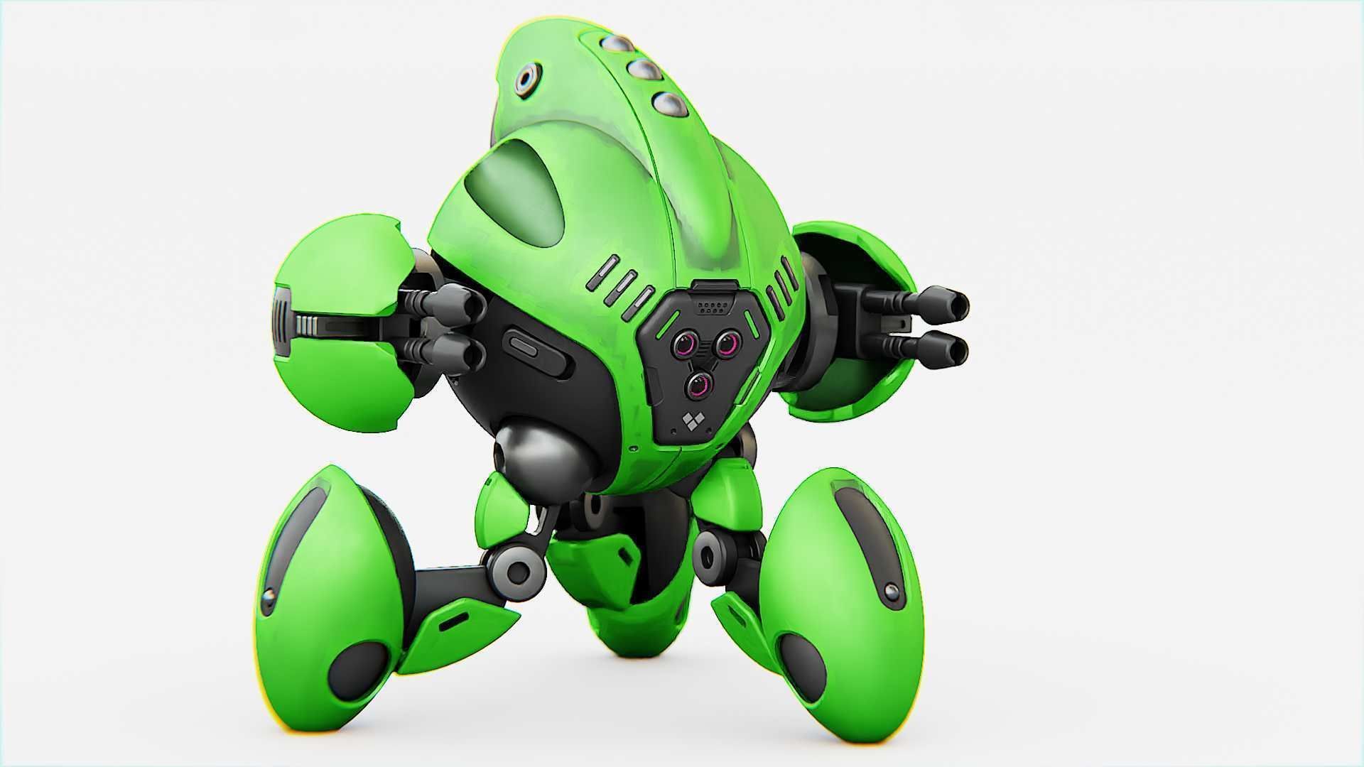 BATTLE DROID GREENGEM   RIGGED 3D model_14