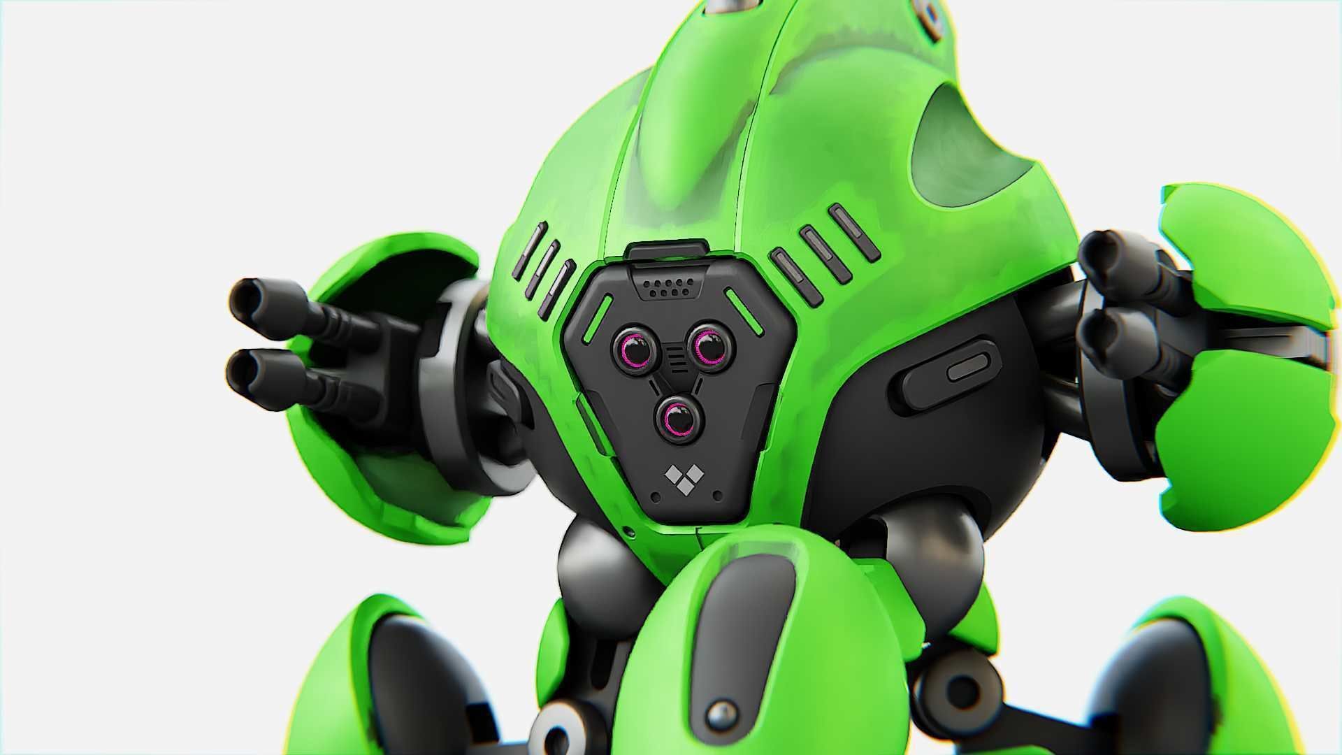 BATTLE DROID GREENGEM   RIGGED 3D model_1