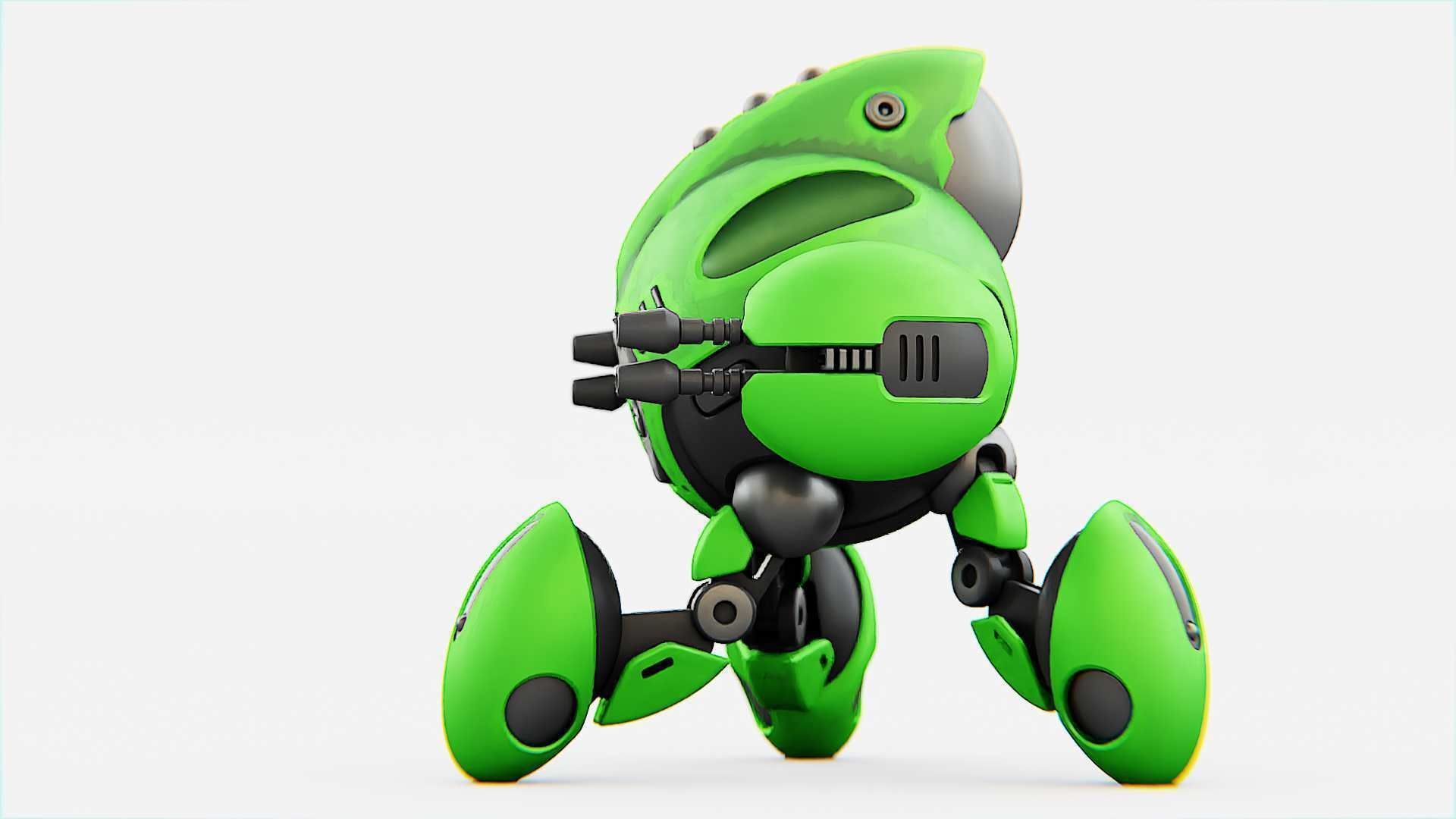 BATTLE DROID GREENGEM   RIGGED 3D model_2