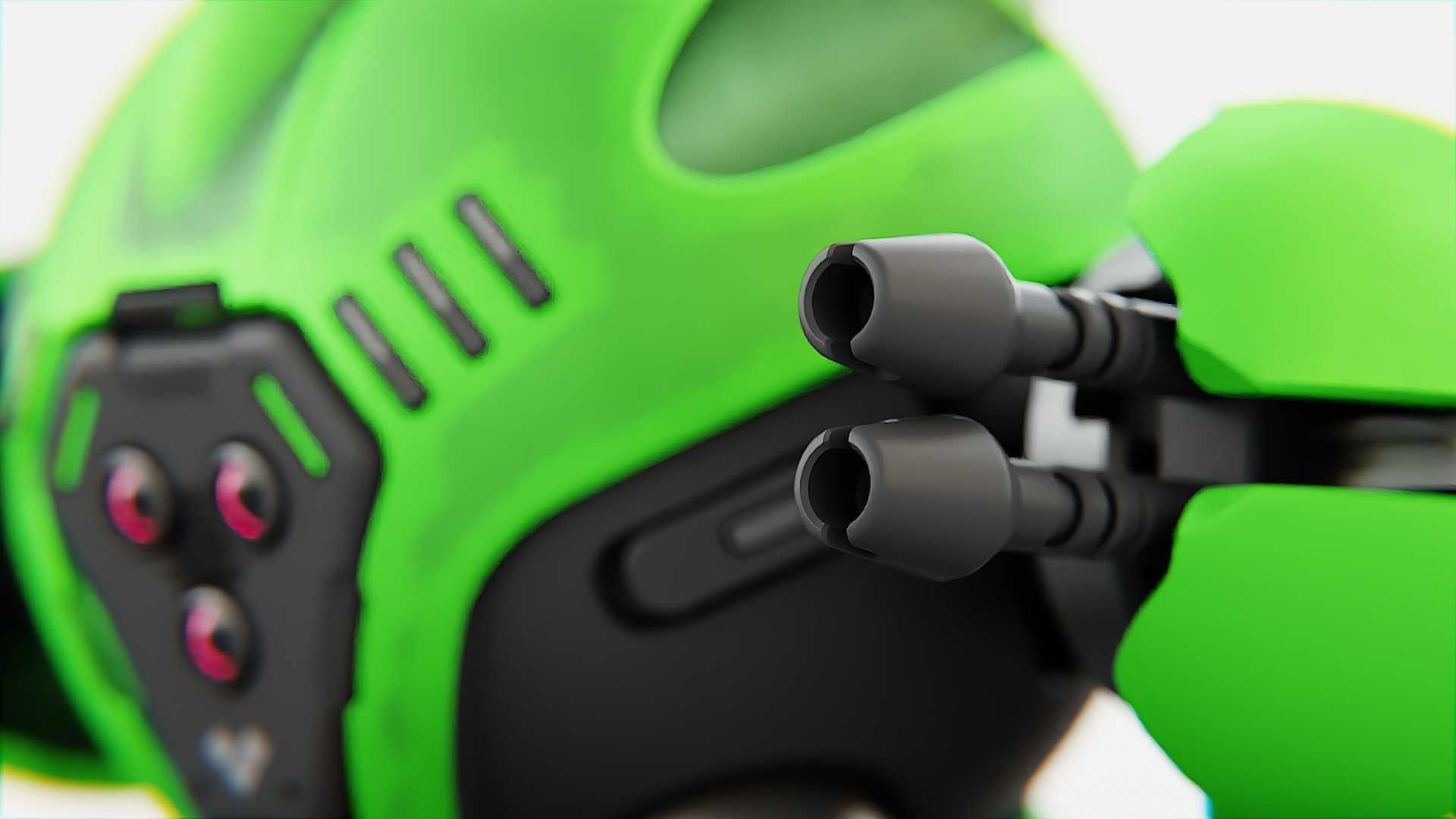 BATTLE DROID GREENGEM   RIGGED 3D model_24