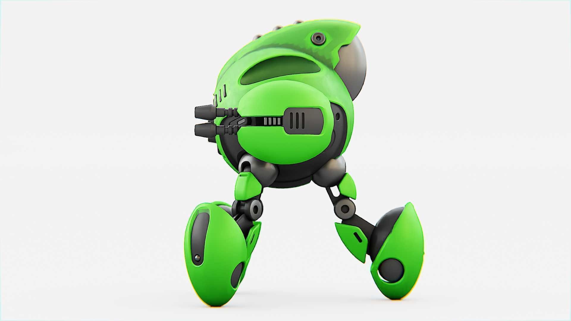 BATTLE DROID GREENGEM   RIGGED 3D model_28