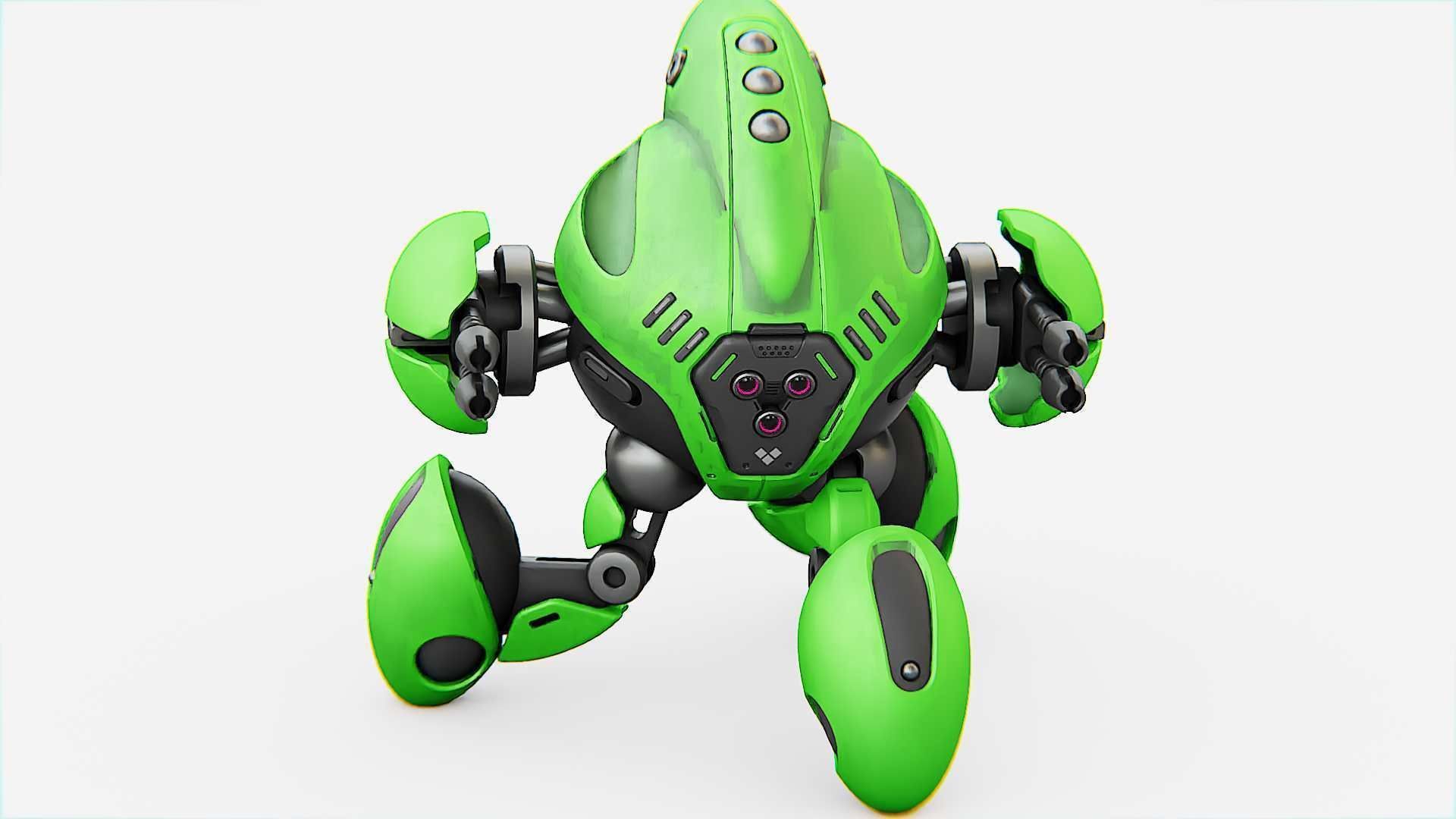 BATTLE DROID GREENGEM   RIGGED 3D model_16