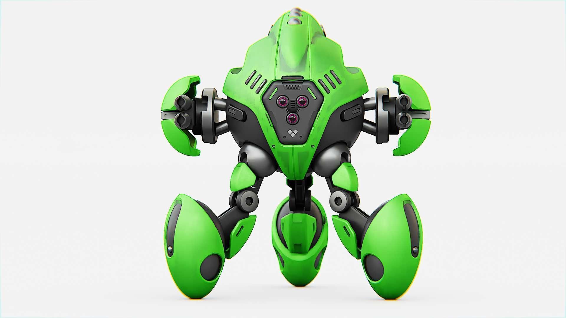 BATTLE DROID GREENGEM   RIGGED 3D model_27