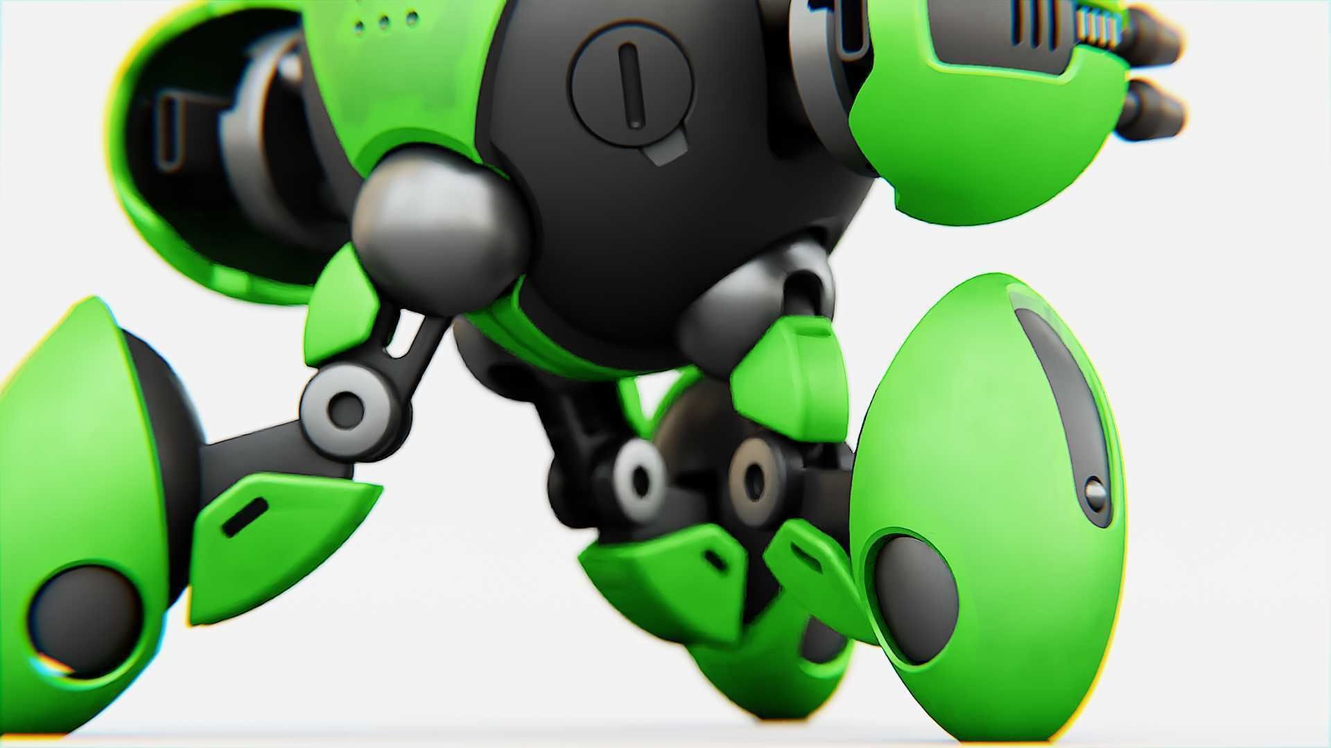 BATTLE DROID GREENGEM   RIGGED 3D model_26